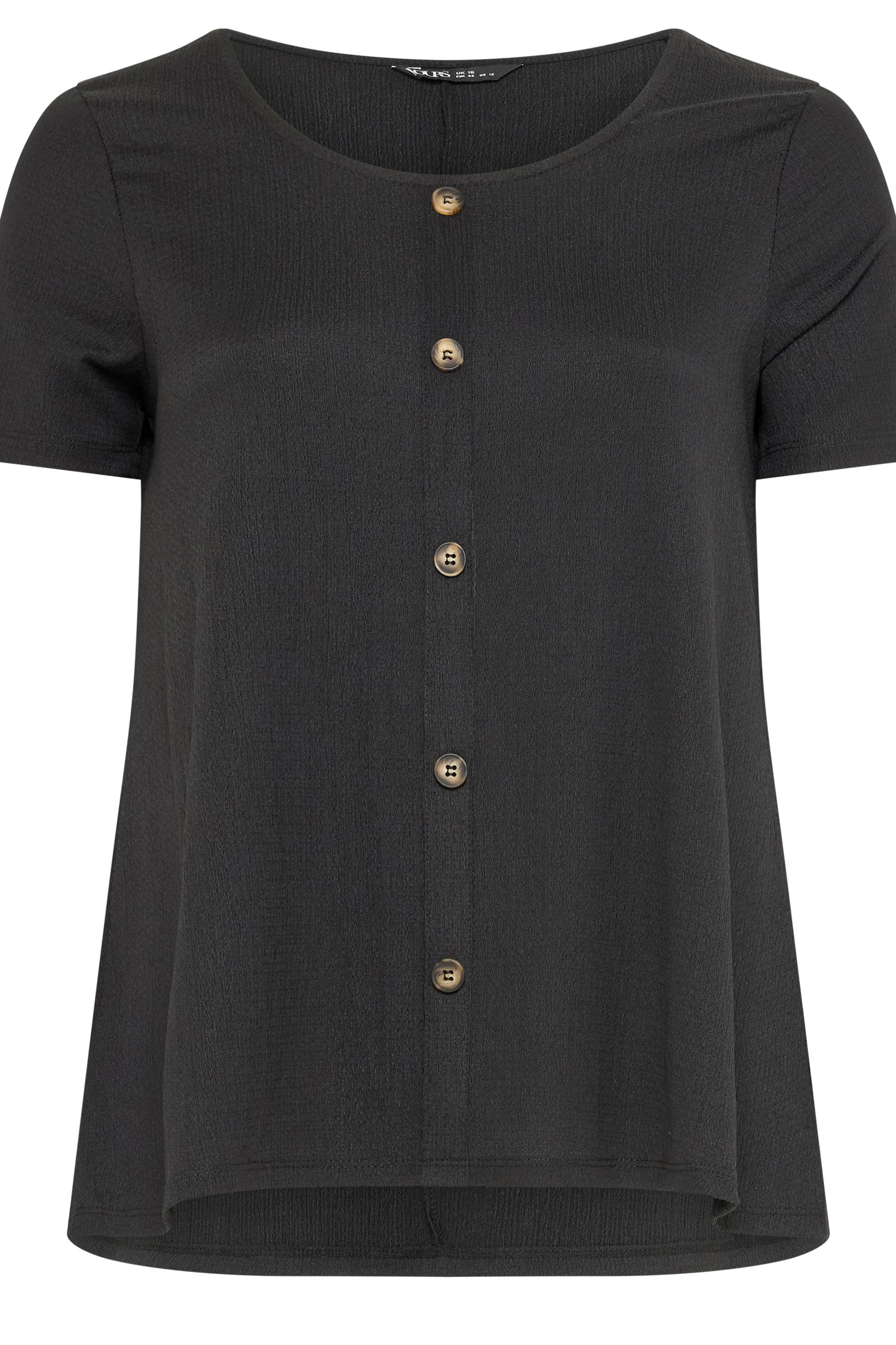 YOURS Plus Size Black Crinkle T-Shirt | Yours Clothing 5