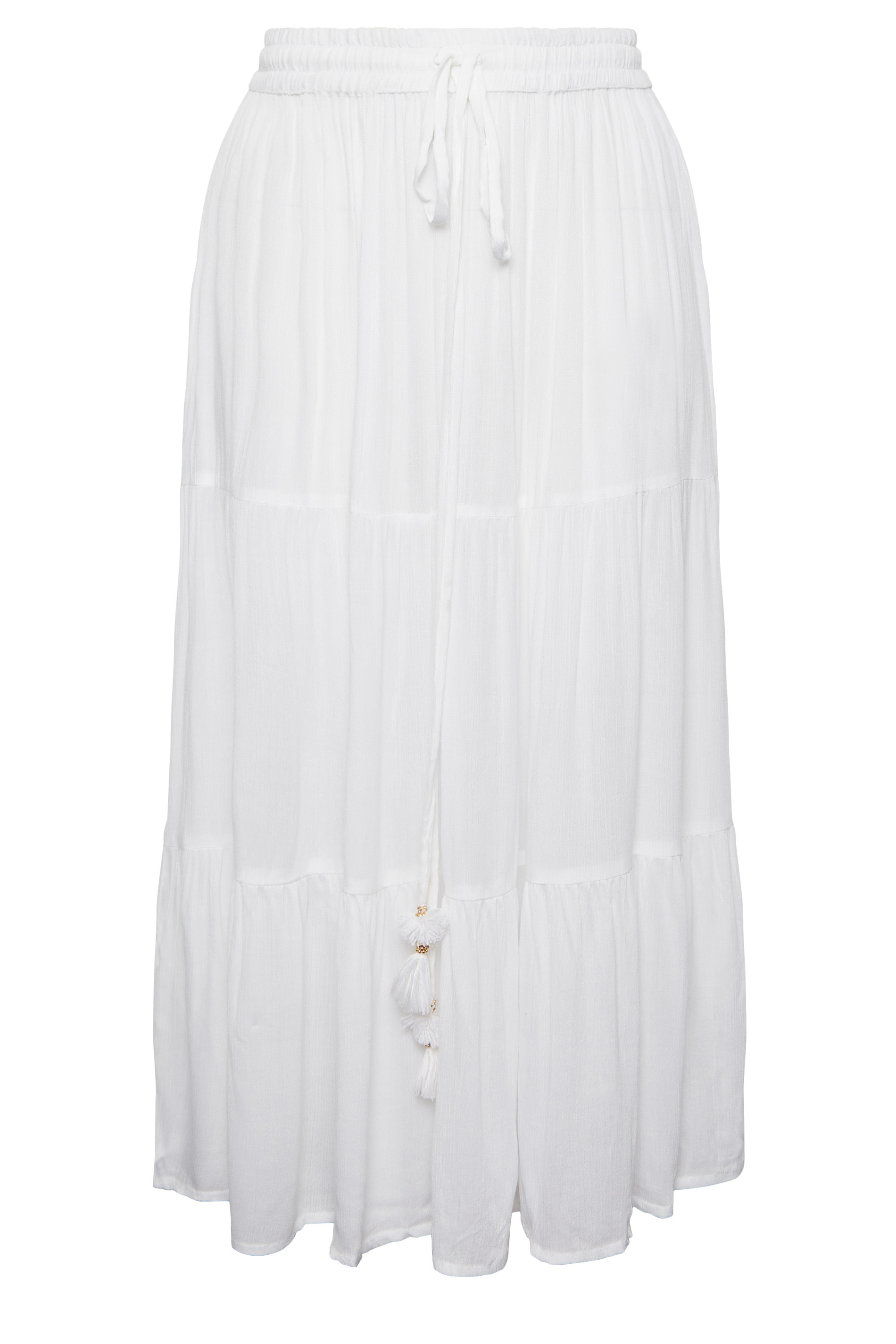 YOURS Curve Plus Size White Tiered Beach Skirt | Yours Clothing