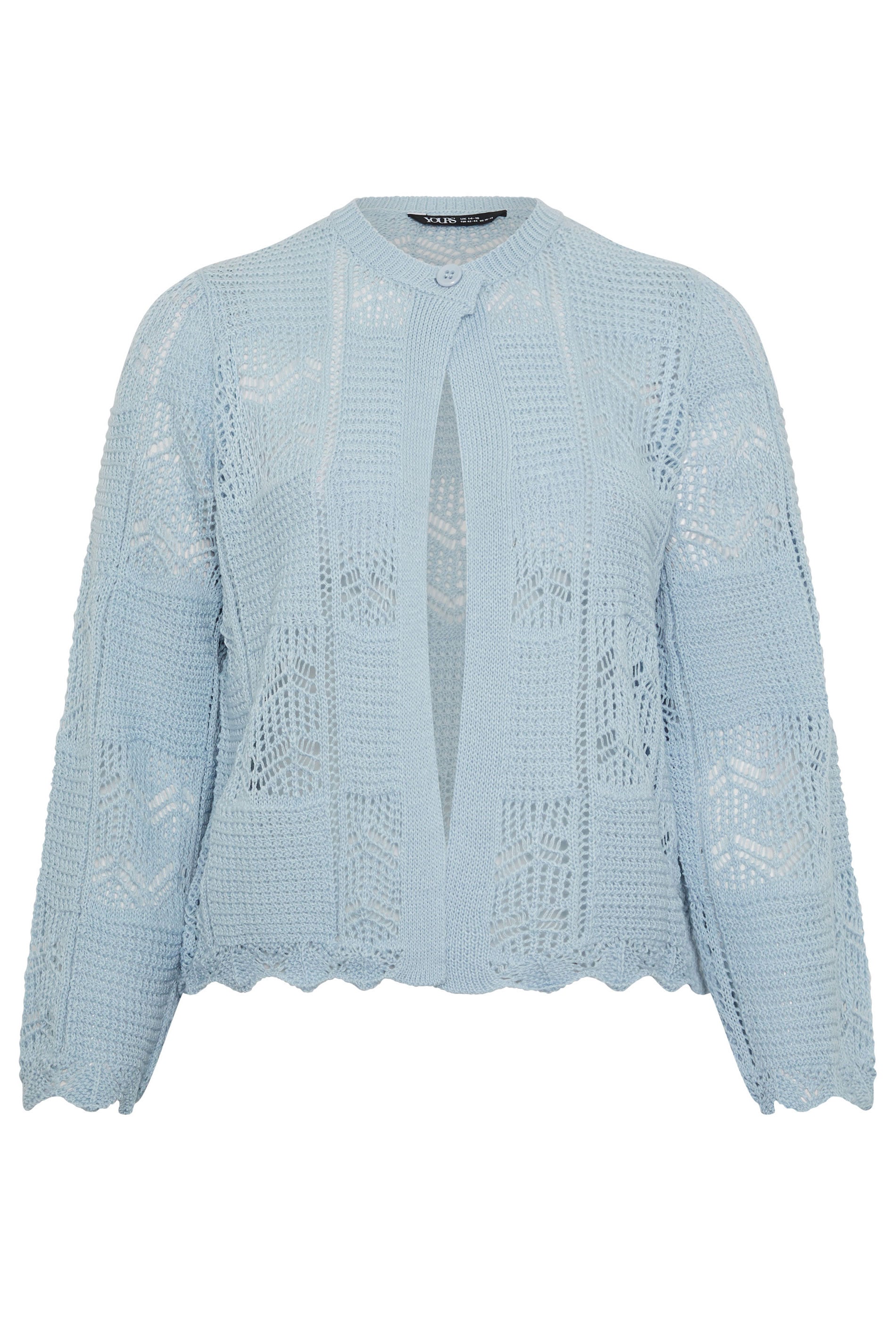 YOURS Plus Size Blue Crochet Knitted Cardigan | Yours Clothing 5
