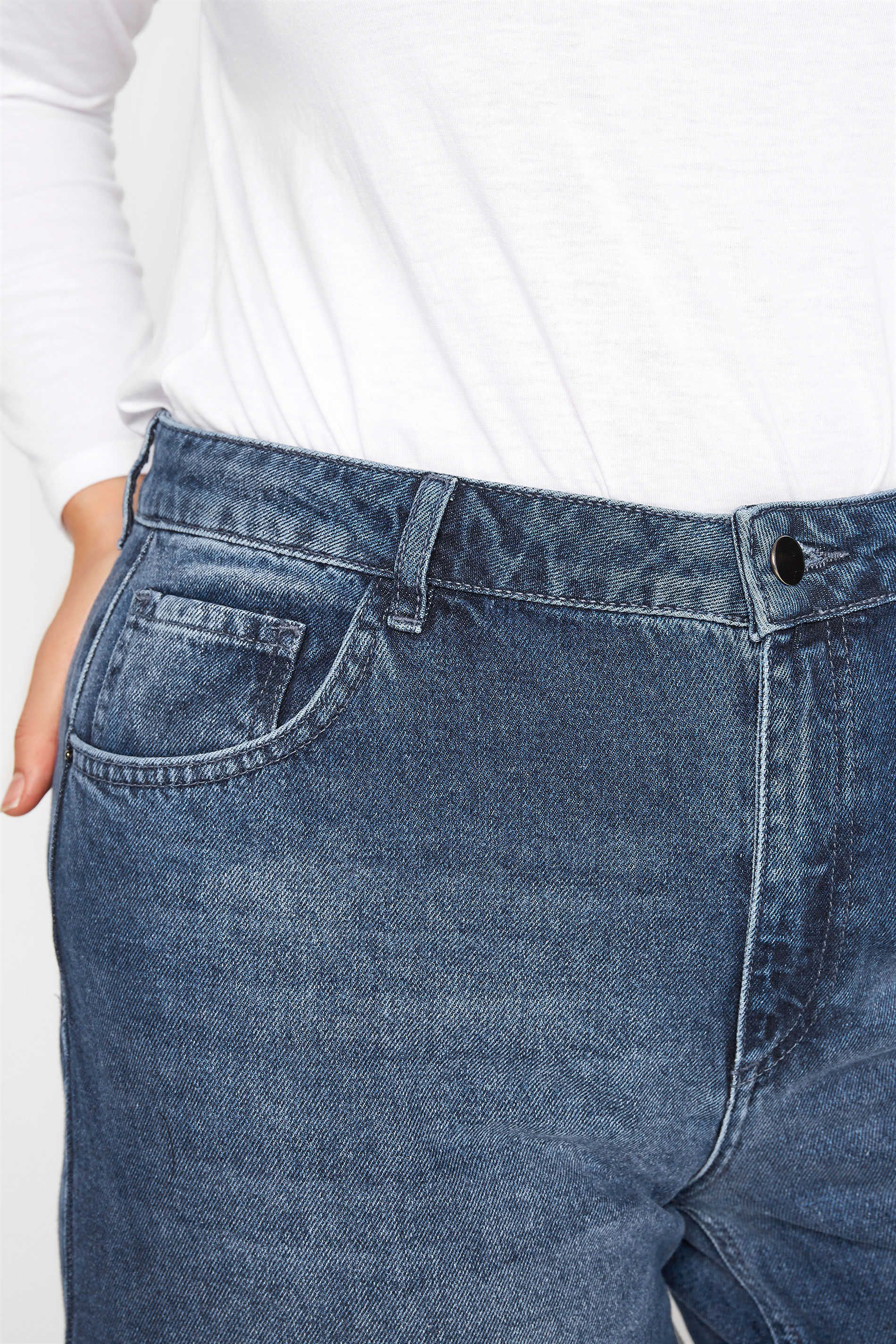 Plus Size Blue Wide Leg Jeans | Yours Clothing 3