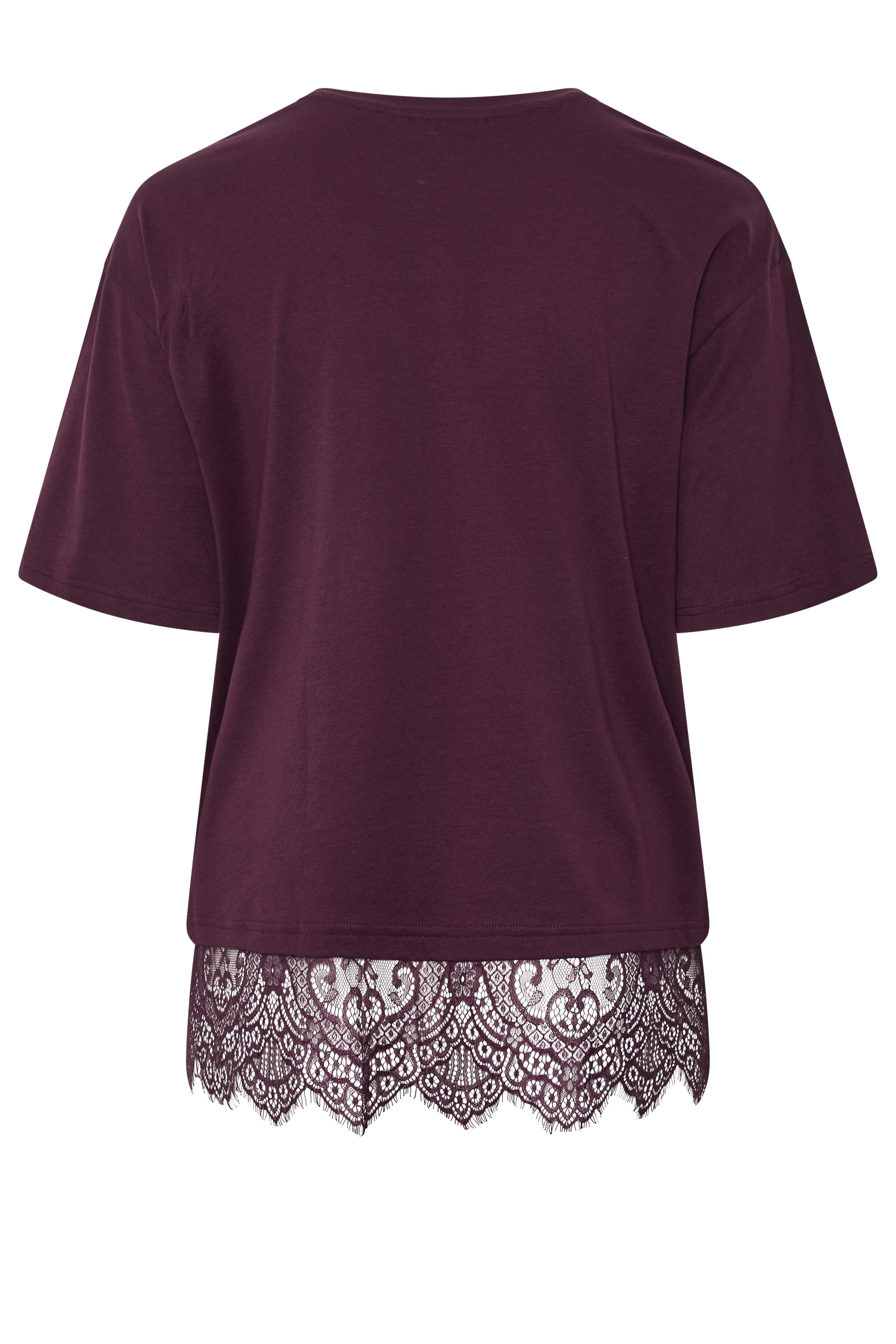 YOURS Plus Size Lace Hem Purple T-Shirt 6