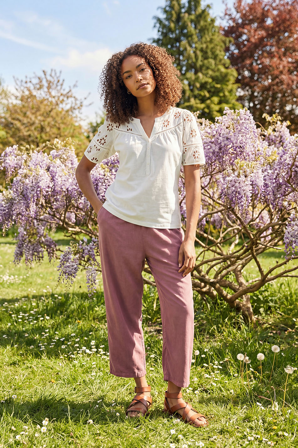 M&Co Pink Pink Cropped Straight Leg Trousers | M&Co 3