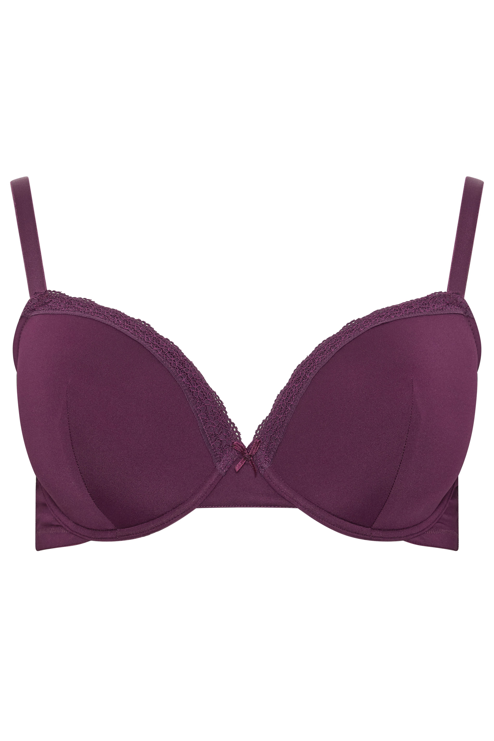 YOURSET 3 PACK Plus Size Burgundy Red & Green Lace Trim Padded T-Shirt Bras | Yours Clothing 10