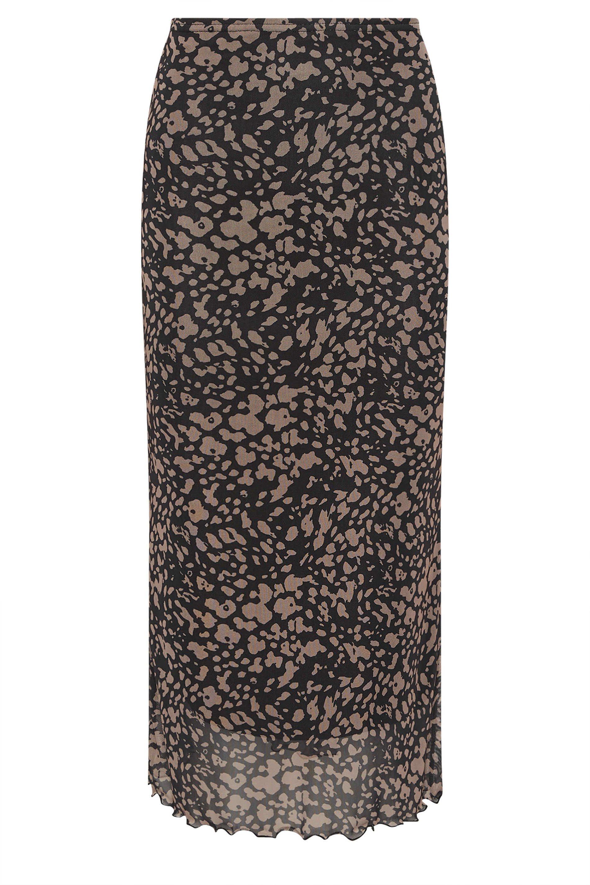 M&Co Petite Brown Abstract Print Mesh Maxi Skirt | M&Co 5