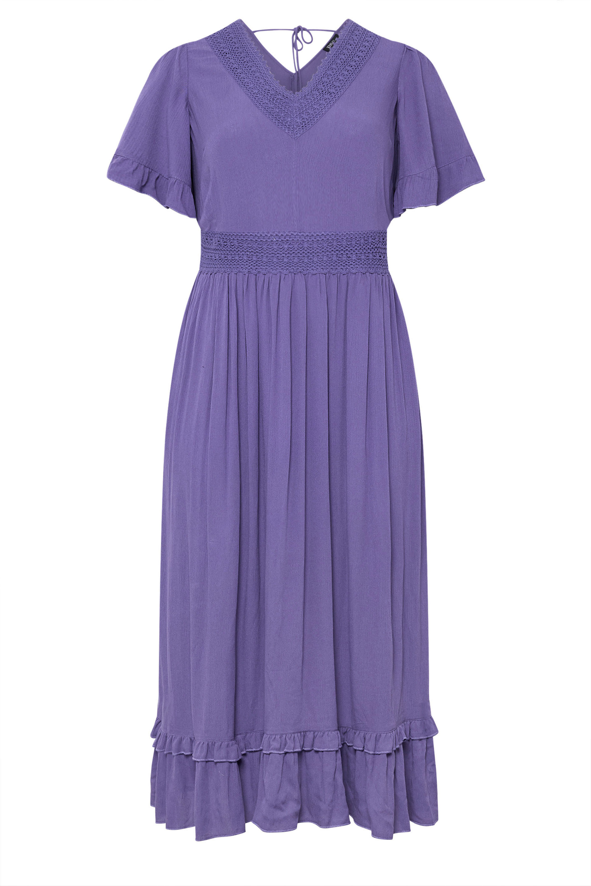 YOURS Plus Size Purple Crochet Maxi Dress | Yours Clothing 5