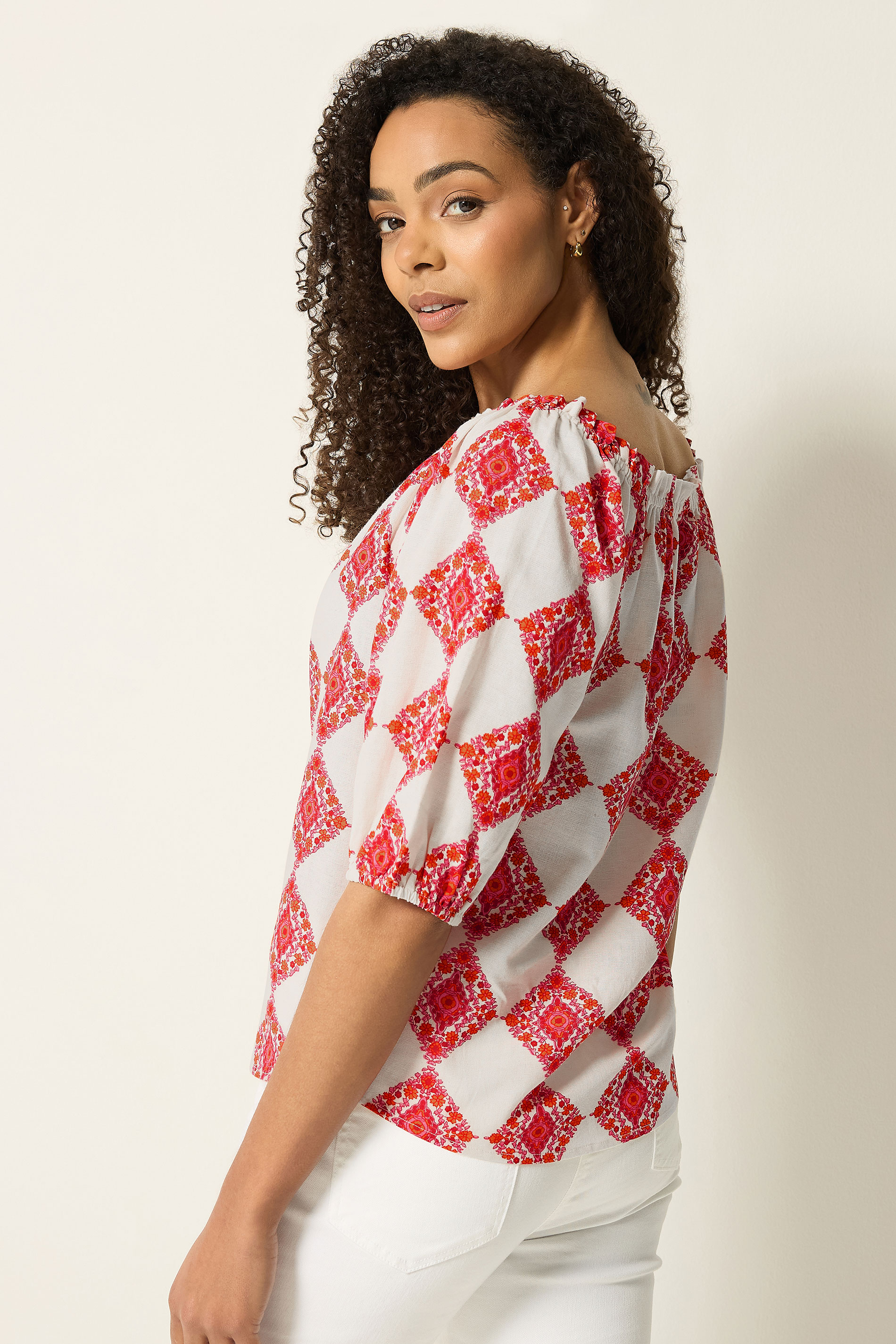 M&Co Ivory White Abstract Tile Print Top | M&Co 4