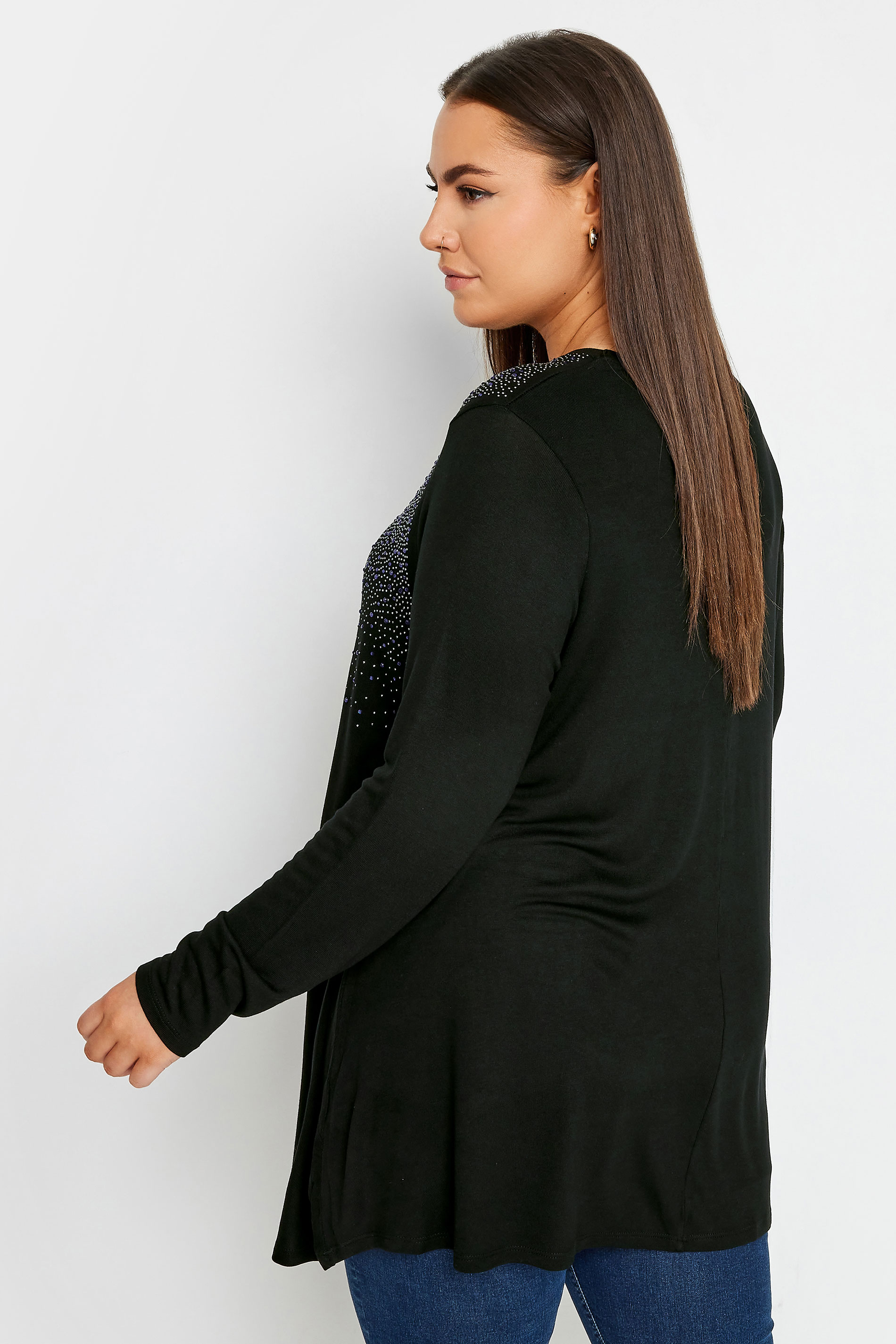 YOURS Plus Size Black Stud Embellished Top | Yours Clothing 3