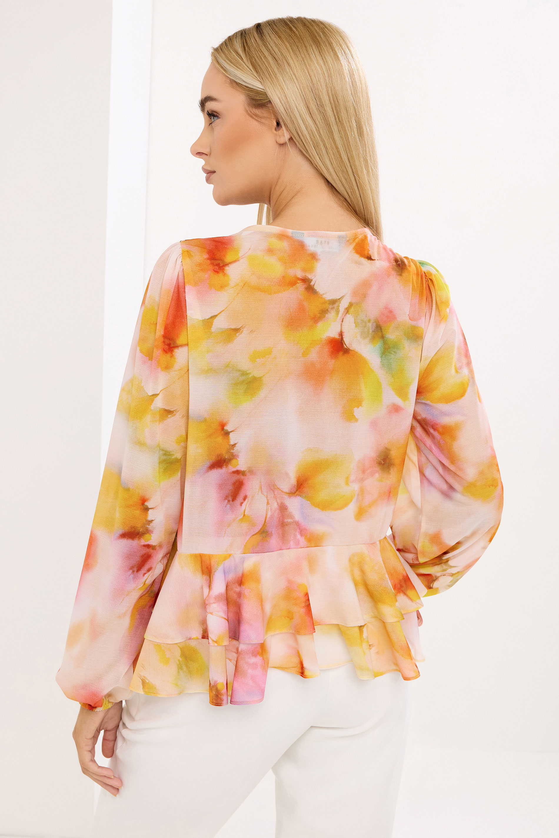 STAR Orange Abstract Frill Hem Blouse | StarByJM 2