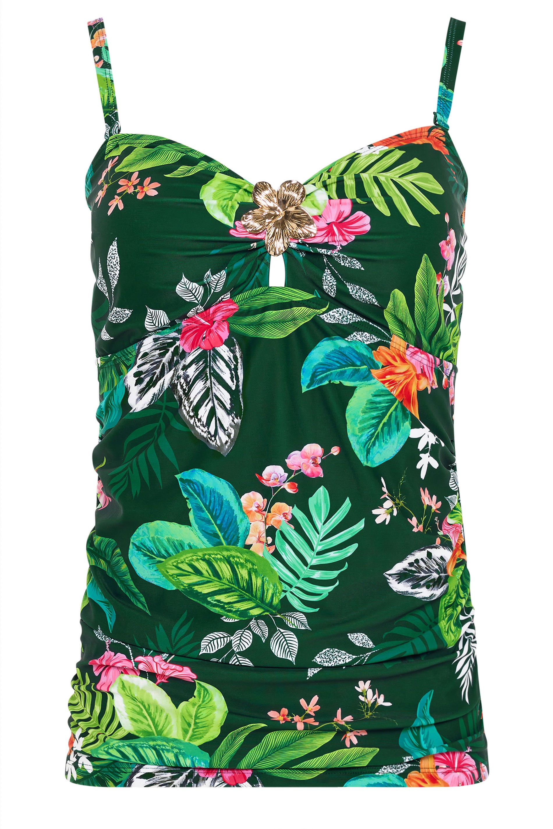 M&Co Green Tropical Print Tankini Top | M&Co 5