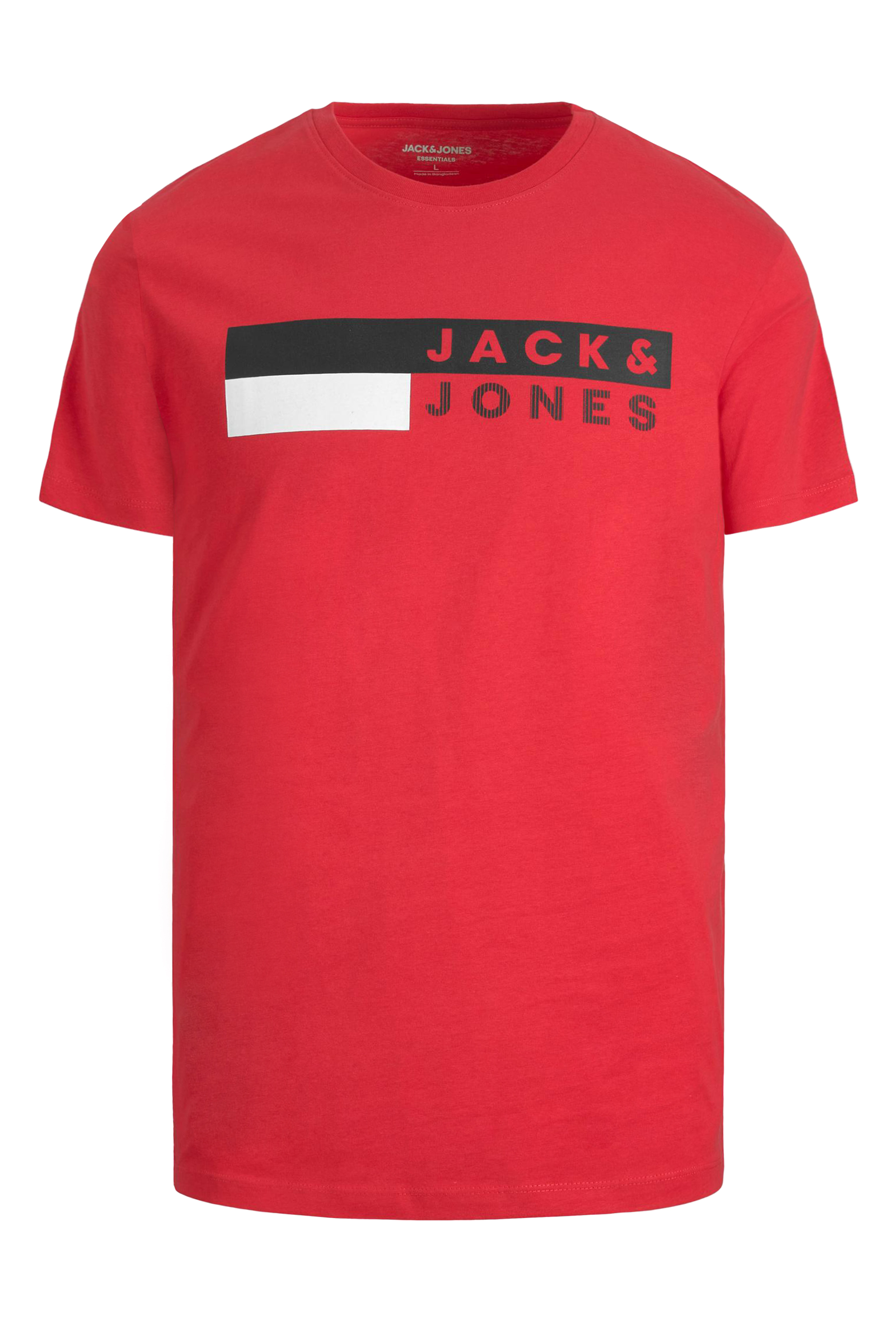 JACK & JONES Big & Tall Red & Black Logo Print Short Sleeve T-Shirt | BadRhino 2
