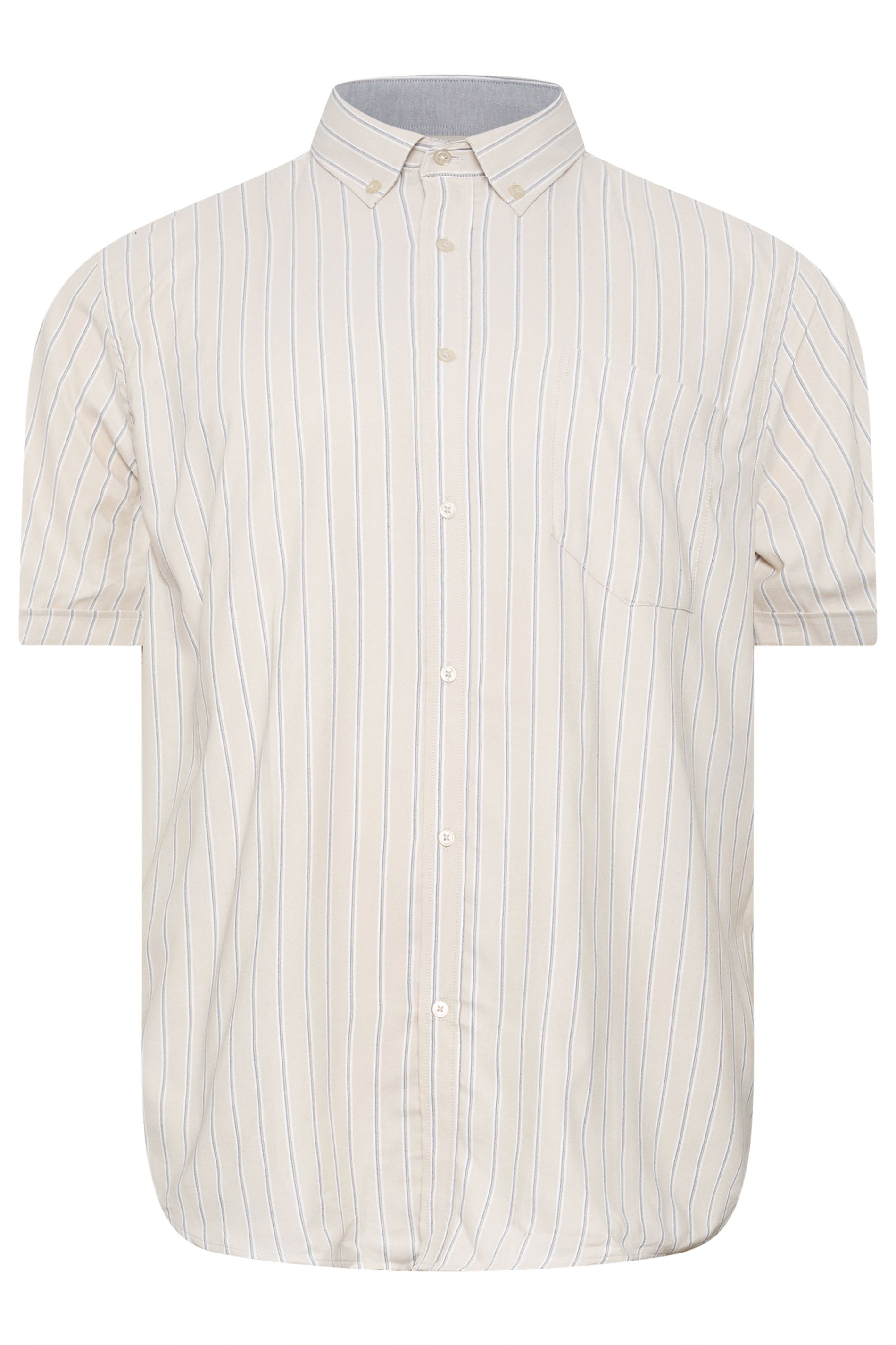 KAM Big & Tall Stone Brown Short Sleeve Stripe Shirt | BadRhino 2
