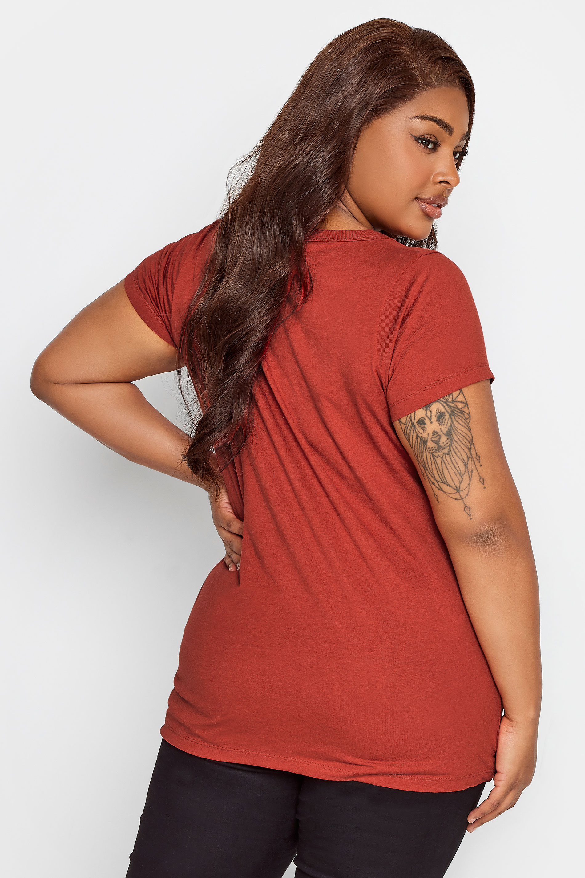 YOURS Plus Size Rust Orange T-Shirt | Yours Clothing 3