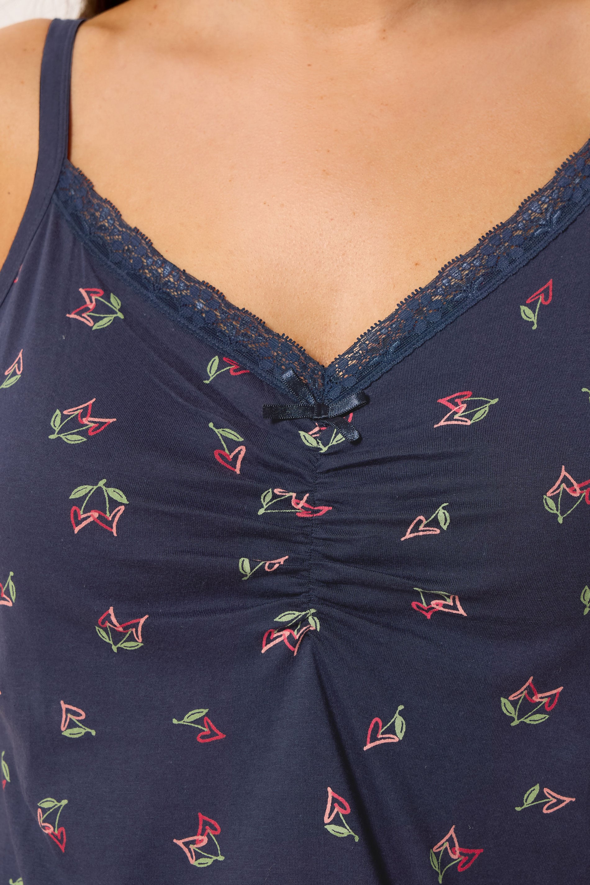 YOURS Plus Size Navy Blue Cherry Heart Chemise Nightdress | Yours Clothing 4