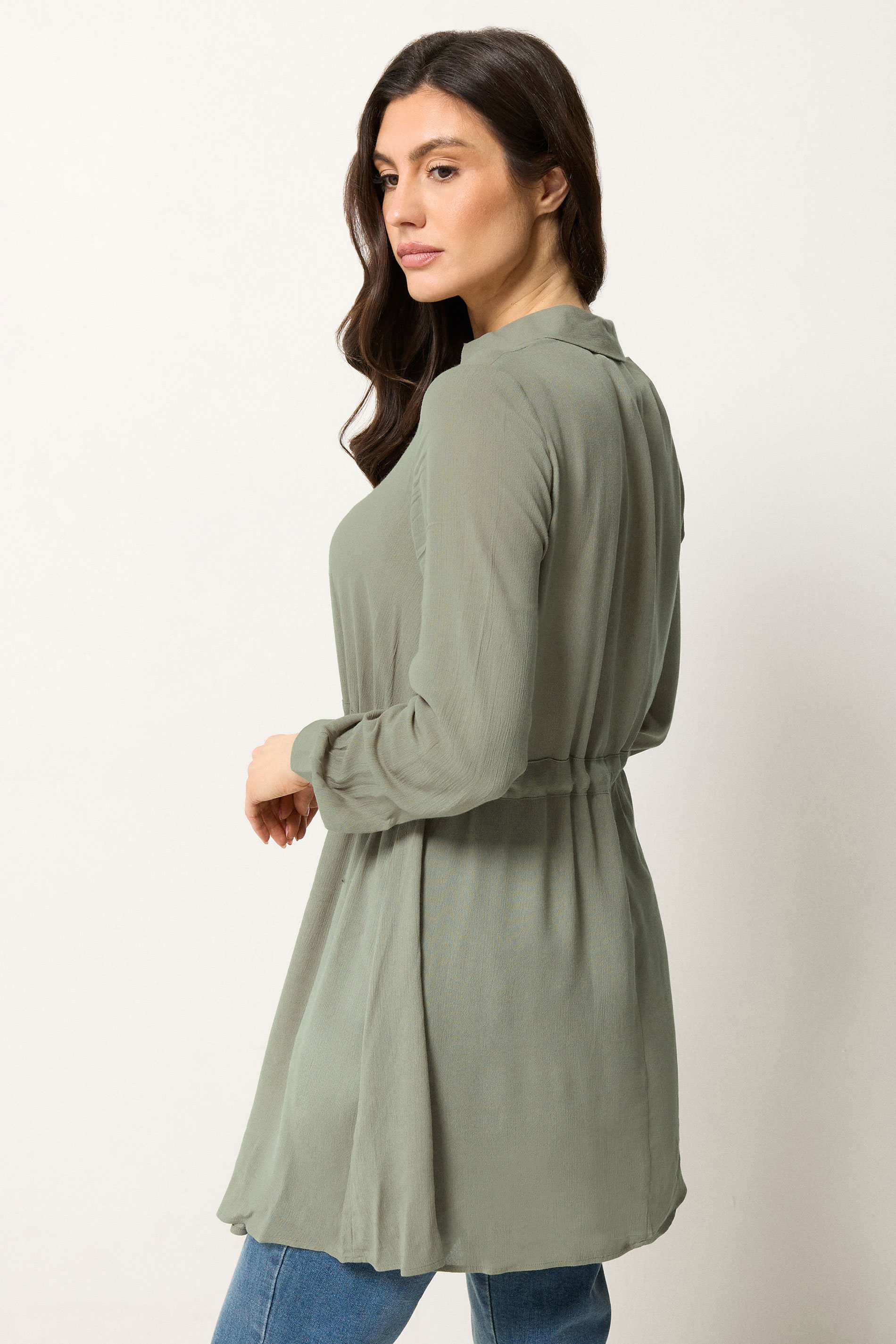 M&Co Khaki Green Tunic Shirt Dress | M&Co 2