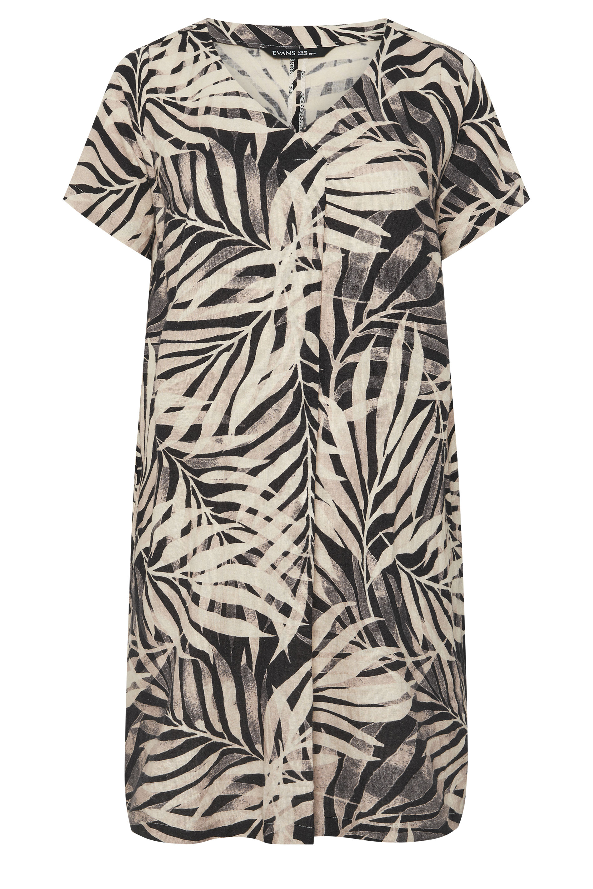 EVANS Plus Size Black Mono Palm Pleat Dress | Evans 6