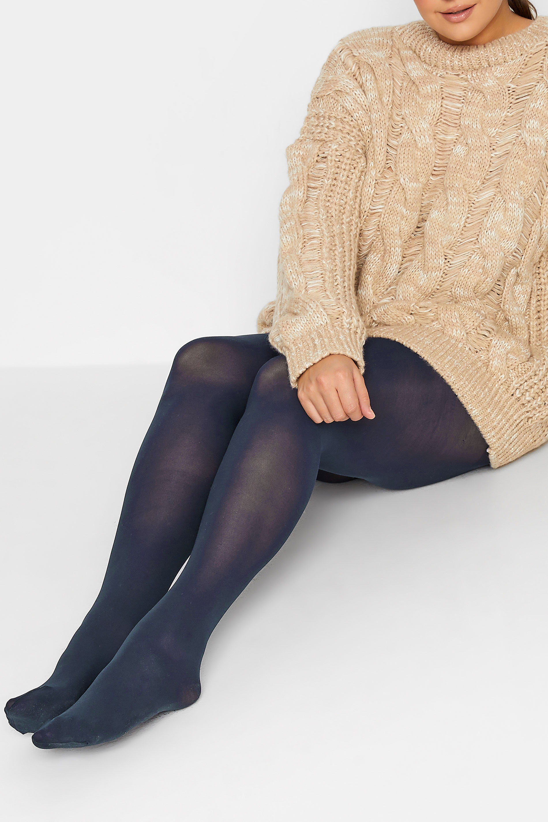 Navy Blue 50 Denier Tights | Yours Clothing 1