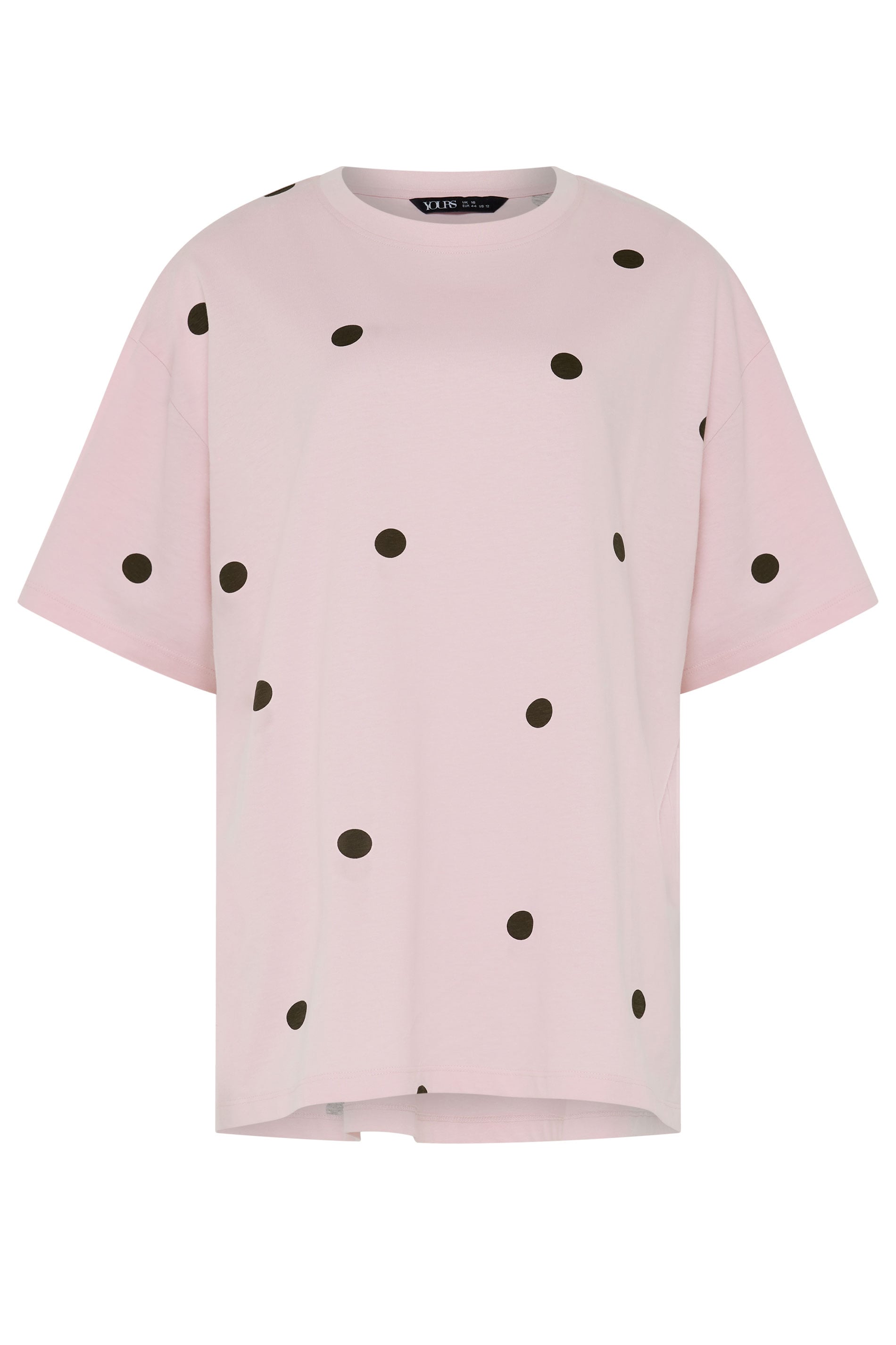 YOURS Plus Size Pink Spot Oversized T-Shirt | Yours Clothing 5