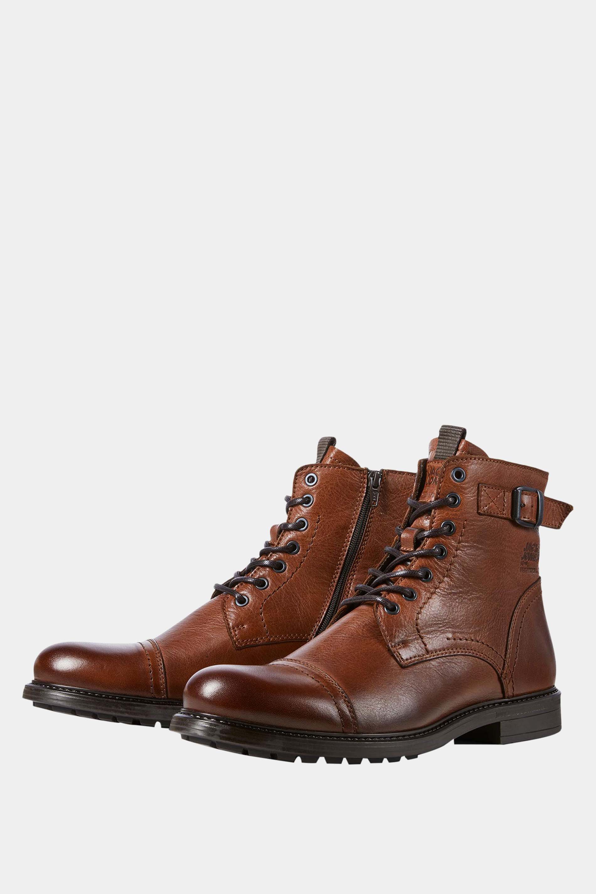 JACK & JONES Big & Tall Brown Leather Boots | BadRhino 1