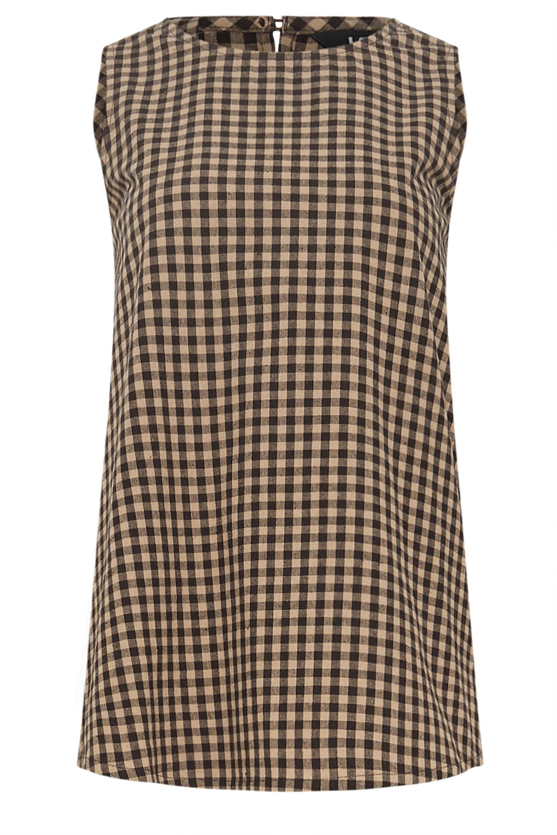 LTS Tall Women's Brown Gingham Print Vest Top | Long Tall Sally 5