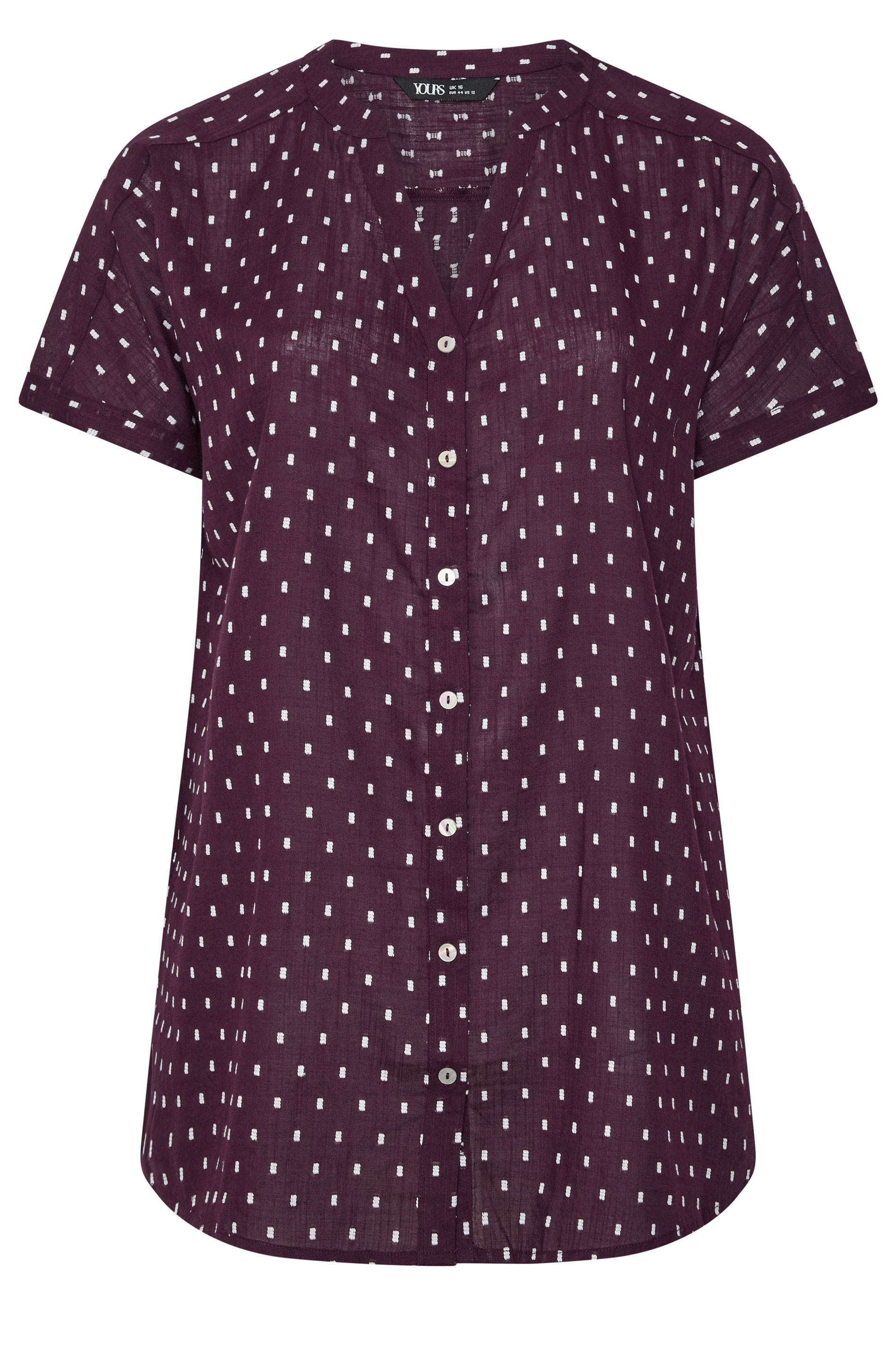 YOURS Curve Purple Notch Neck Dobby Blouse | Yours Clothing 5