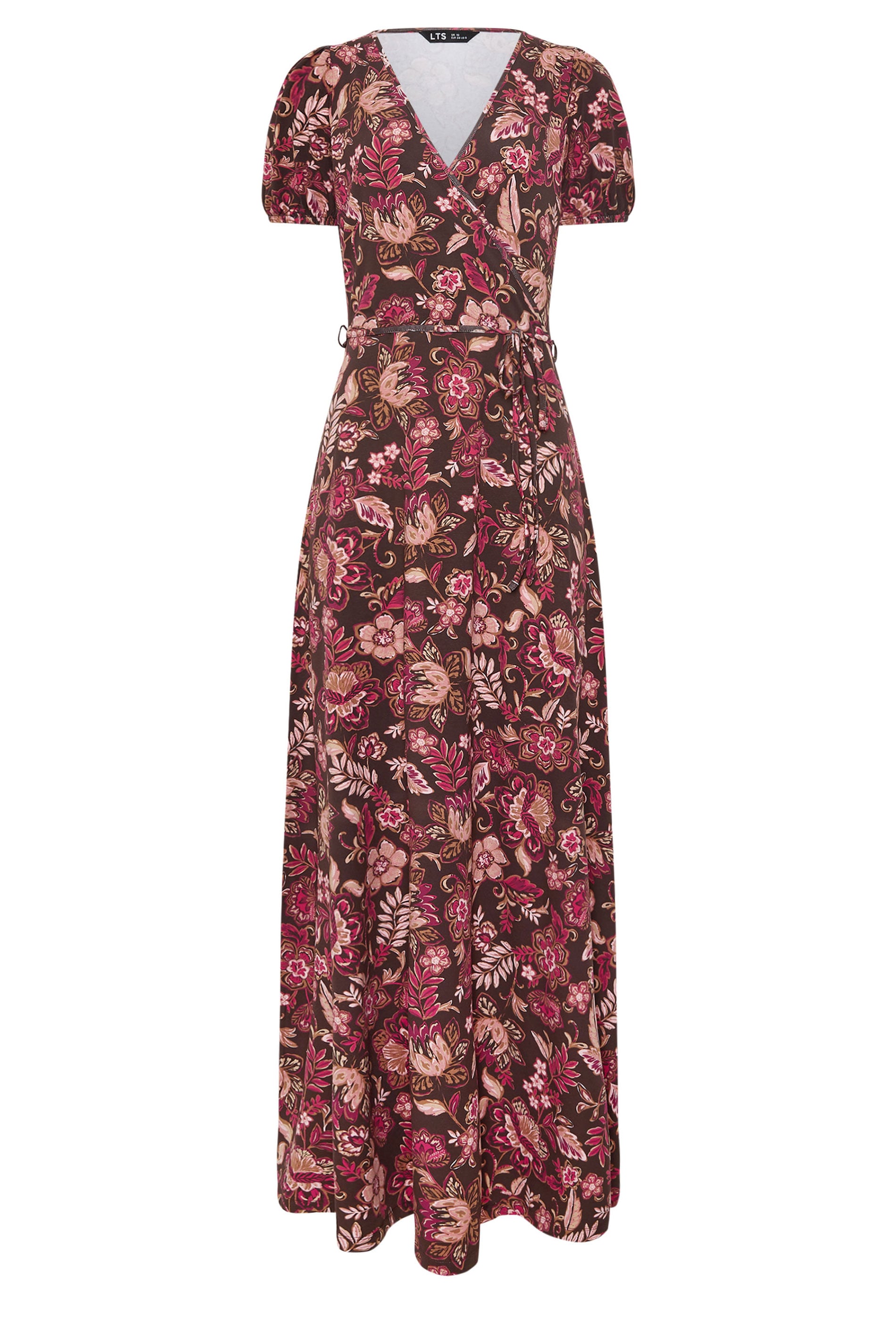 LTS Tall Women's Chocolate Brown Floral Wrap Maxi Dress | Long Tall Sally 6