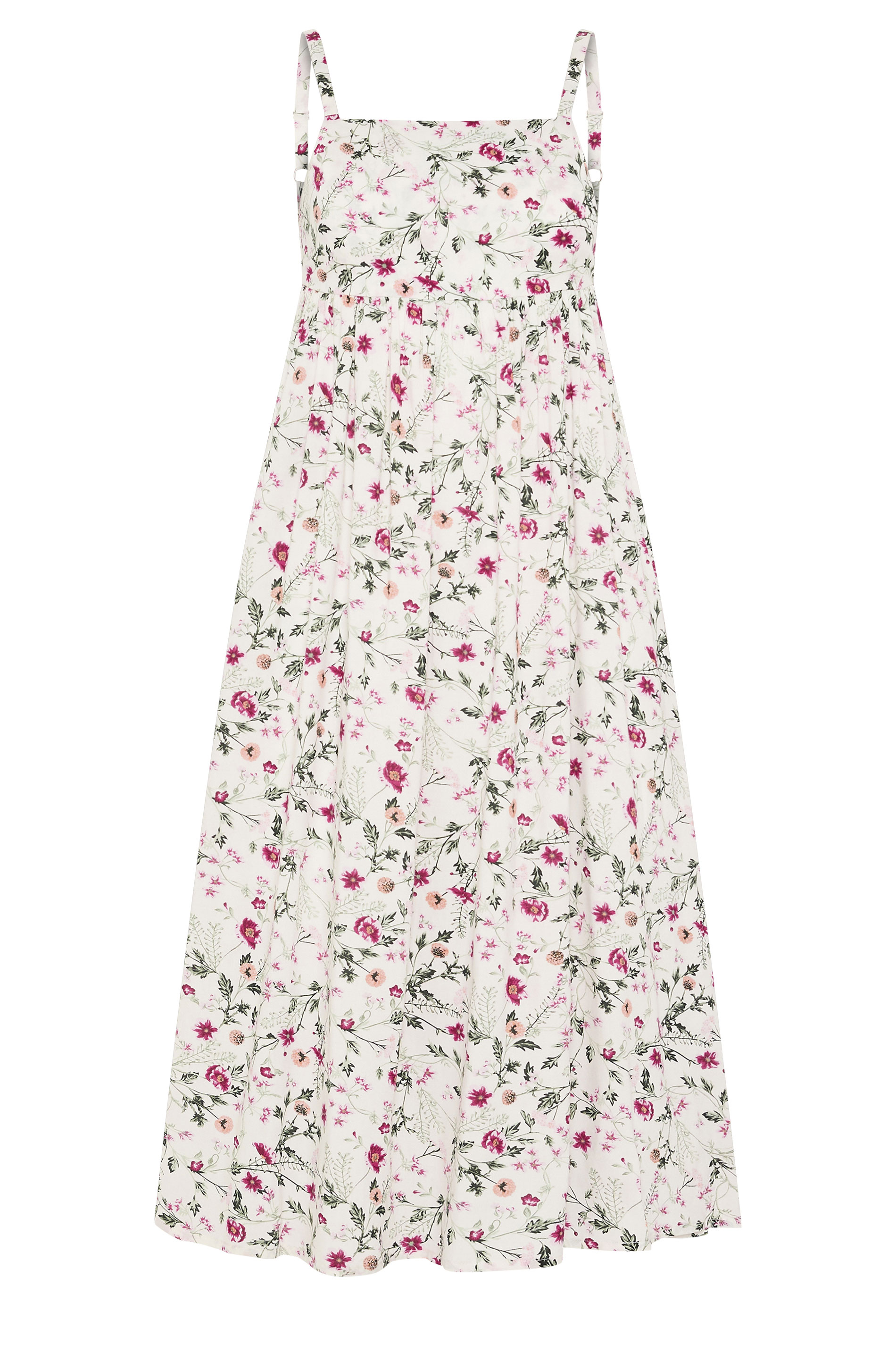 PixieGirl Petite White Ditsy Floral Midi Dress | PixieGirl 5
