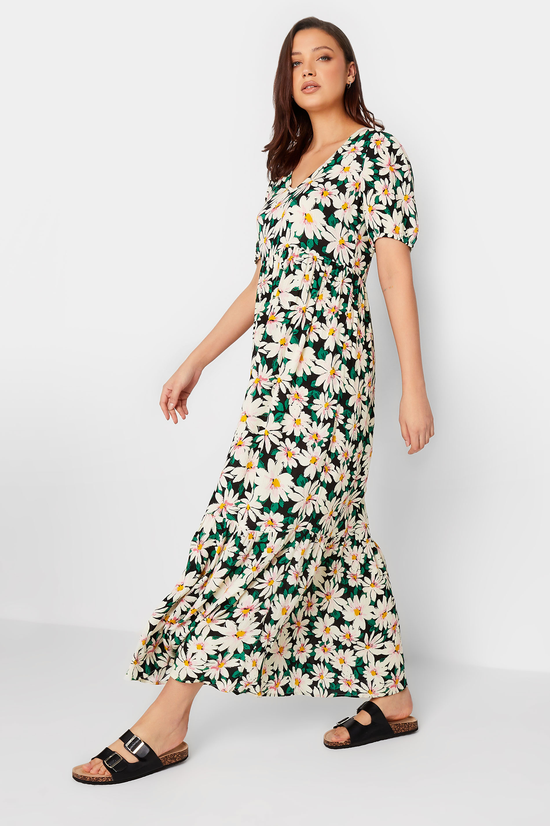 LTS Tall Women's Black Daisy Print Maxi Dress | Long Tall Sally 2
