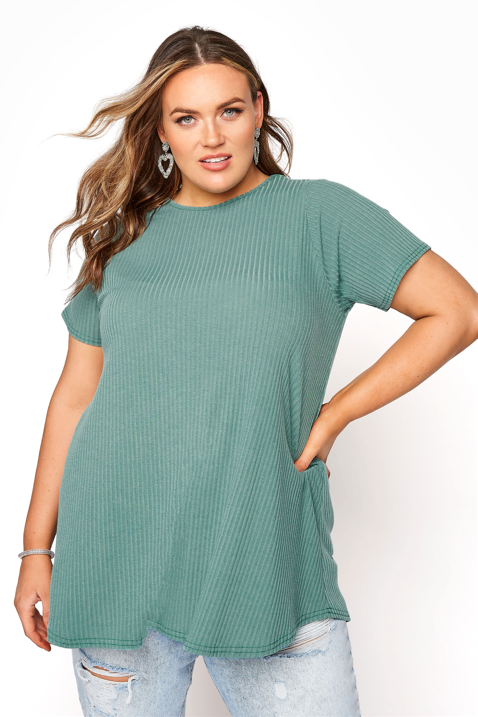 LIMITED COLLECTION Forest Green Rib Swing Top_A.jpg