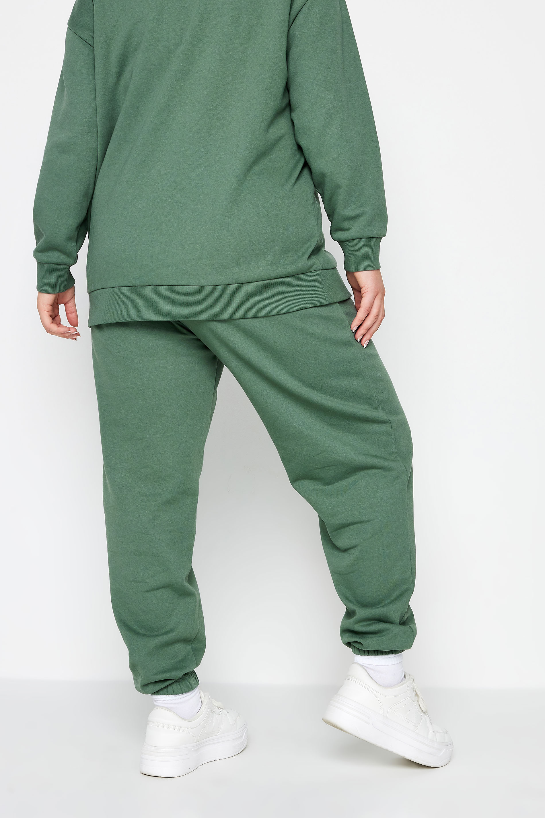YOURS Plus Size Green Cuffed Joggers | Yours Clothing 3