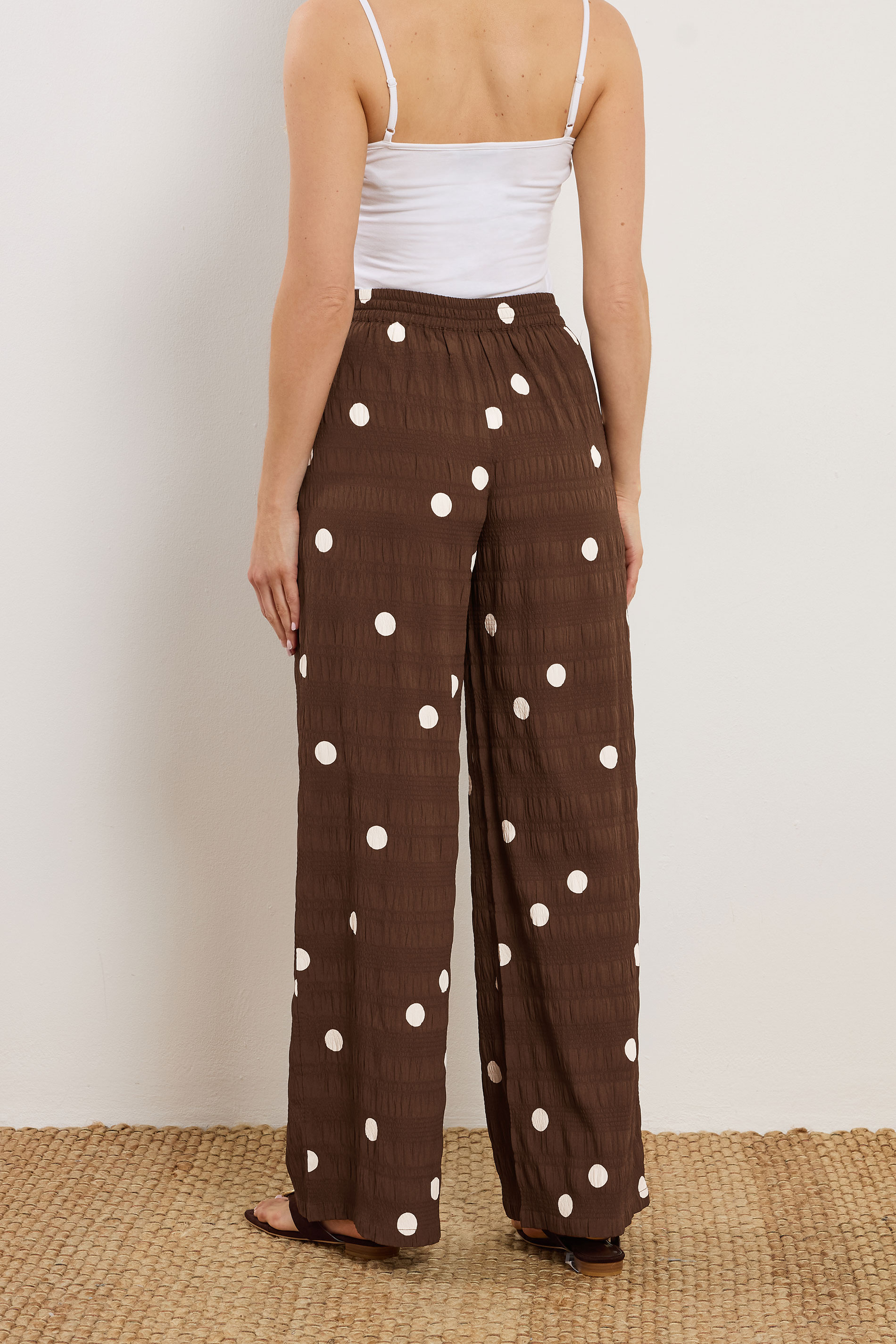 LTS Tall Women's Chocolate Brown Polka Dot Wide Leg Trousers | Long Tall Sally 2