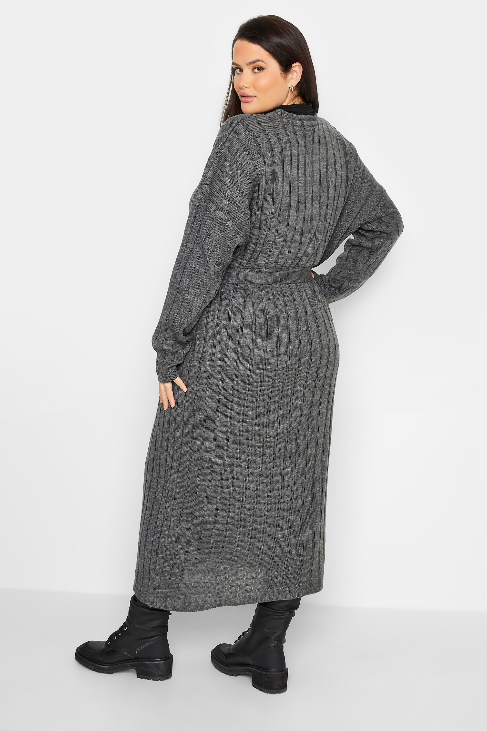 LTS Tall Women's Grey Marl Belted Knitted Maxi Cardigan | Long Tall Sally 3