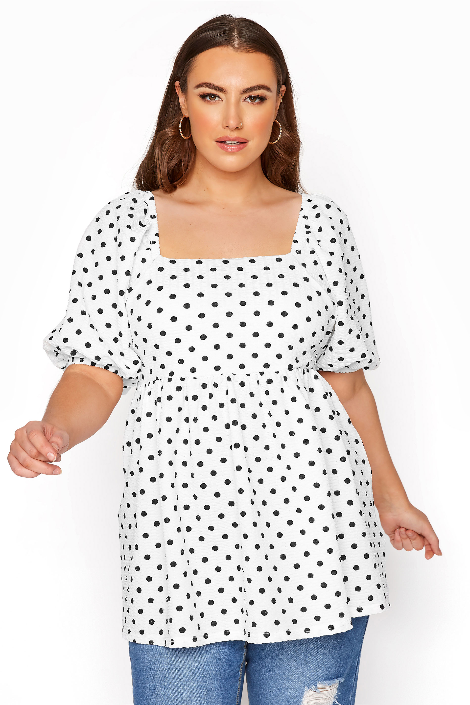 LIMITED COLLECTION White Polka Dot Milkmaid Top | Yours Clothing