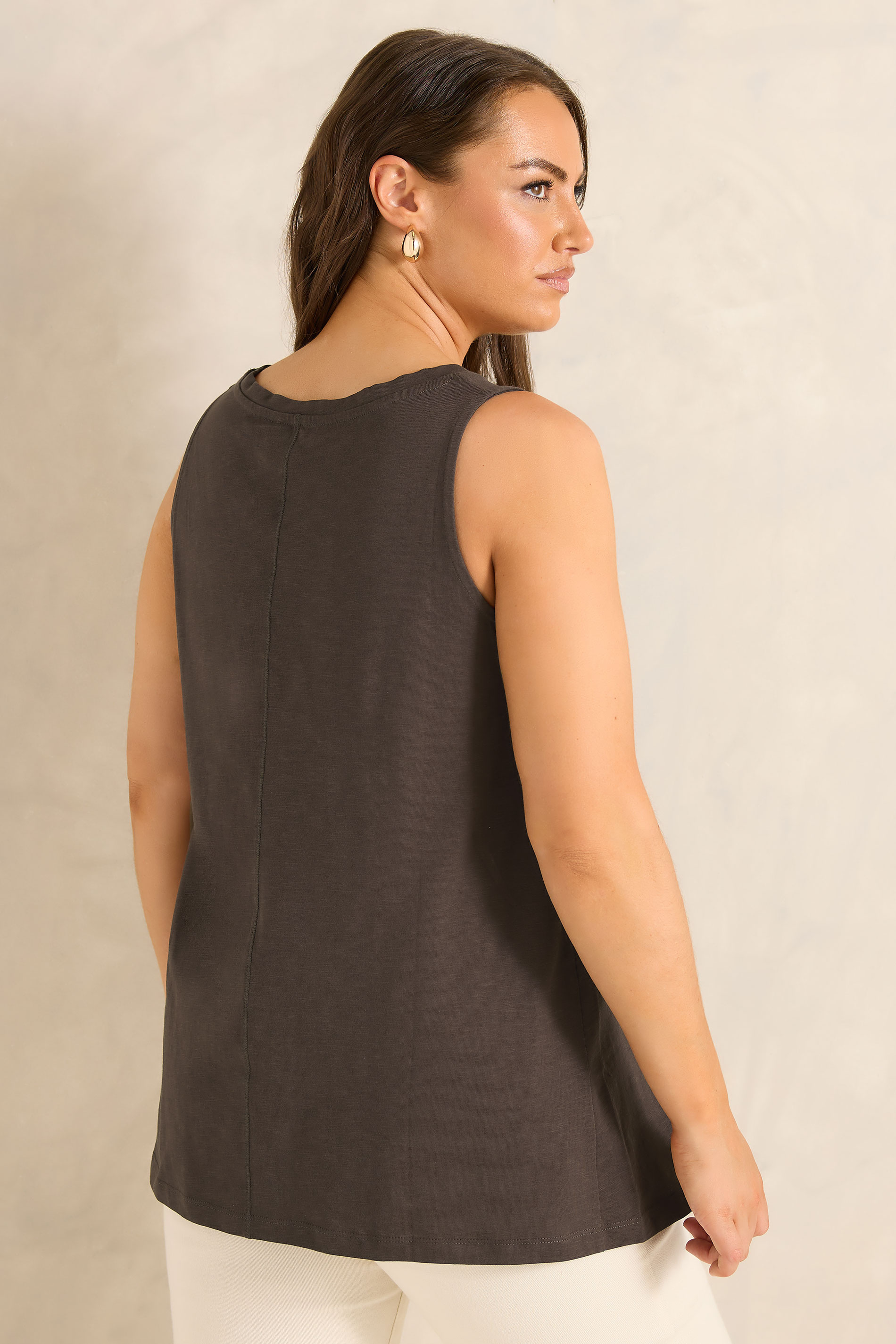 EVANS Plus Size Chocolate Brown Premium Cotton Vest Top 2