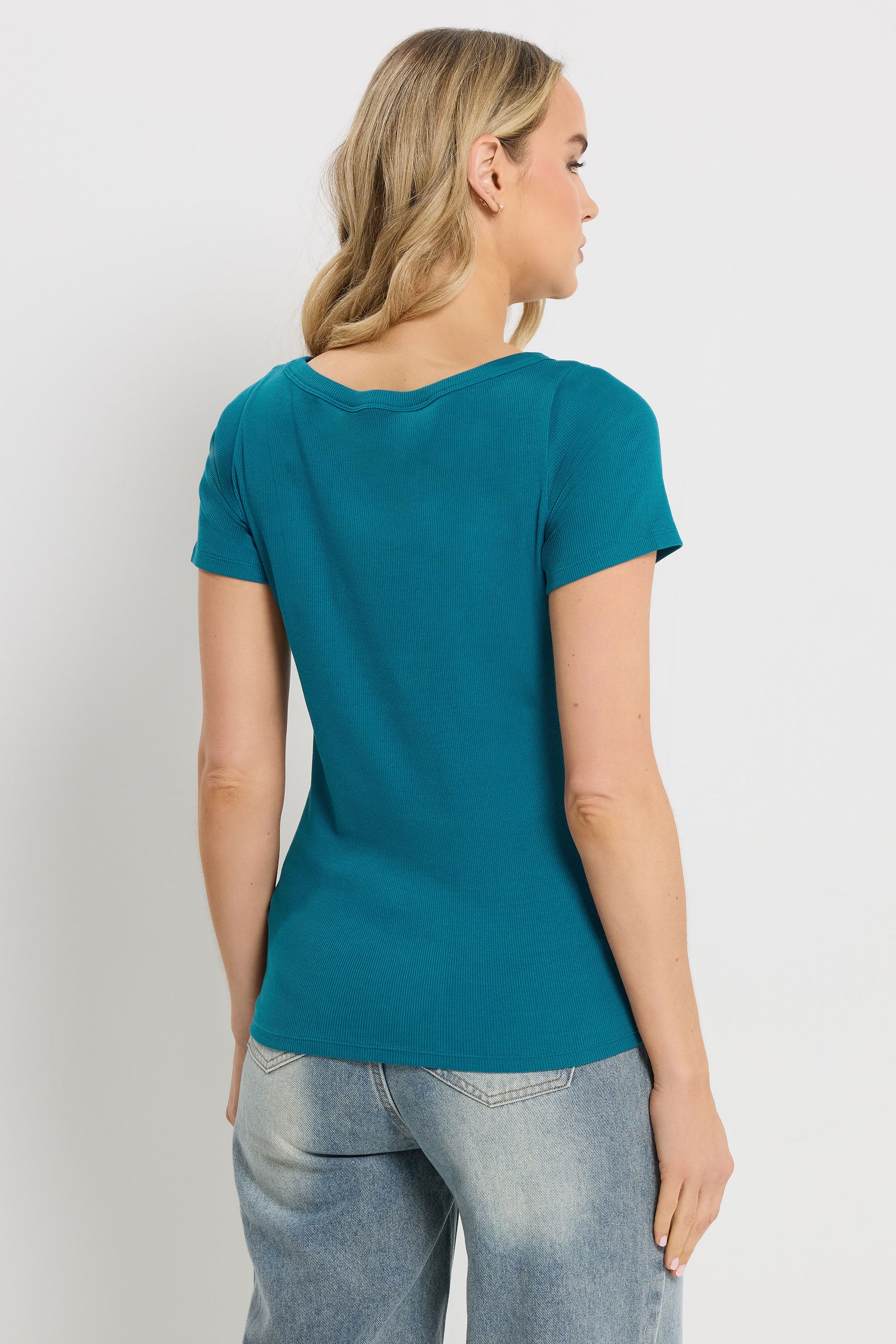 LTS Tall Women's Teal Blue Boat Neck T-Shirt | Long Tall Sally 2