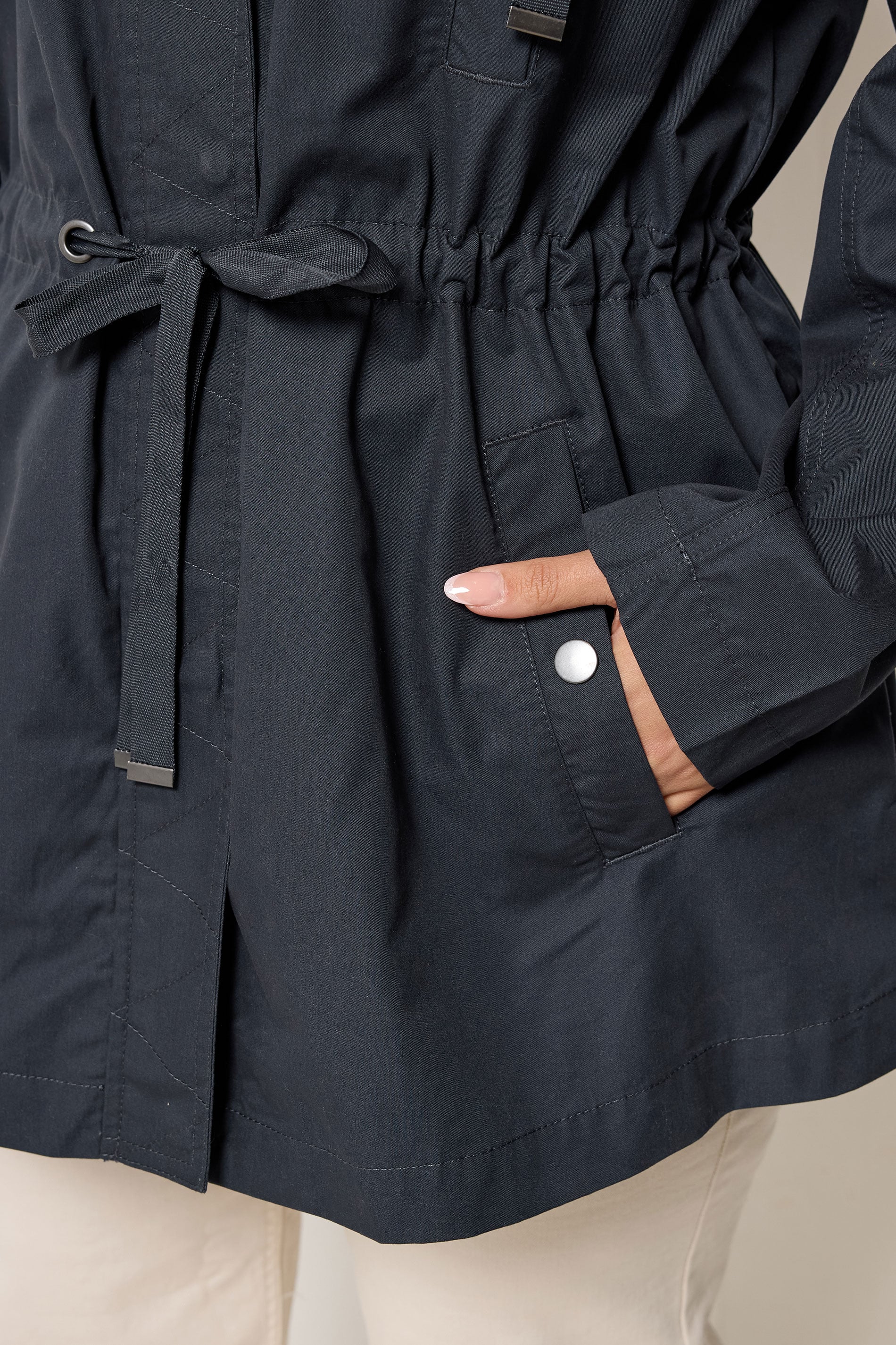 YOURS Plus Size Navy Blue Stripe Lined Hooded Jacket | Yours Clothing 5