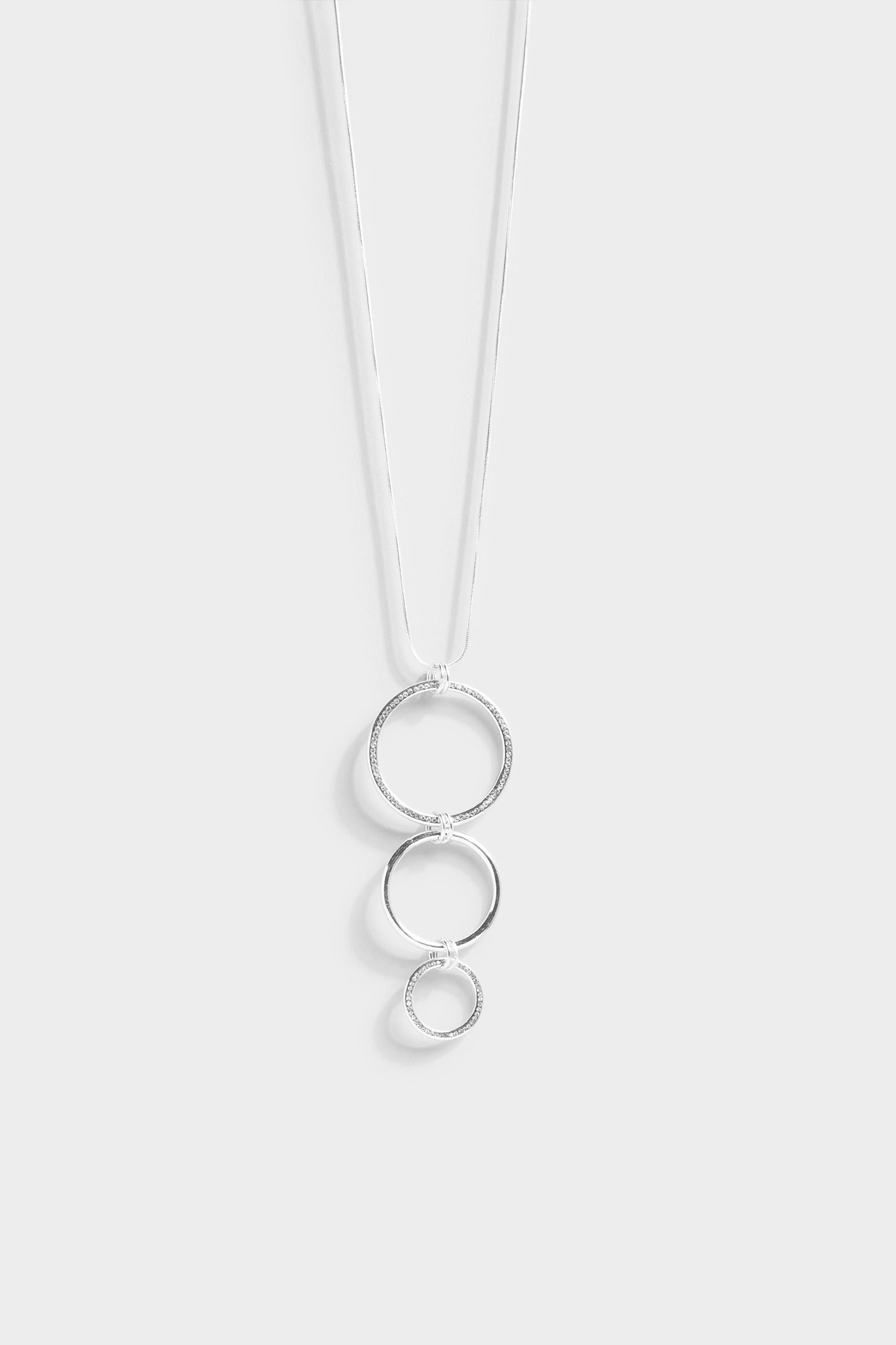 Silver Tone Triple Circle Diamante Necklace 1