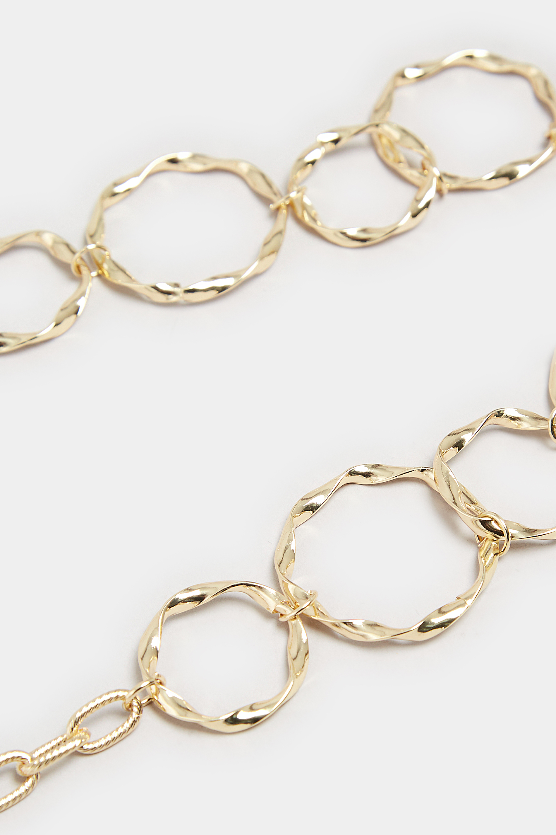 Gold Textured Circle Long Necklace | Yours Clothing 3