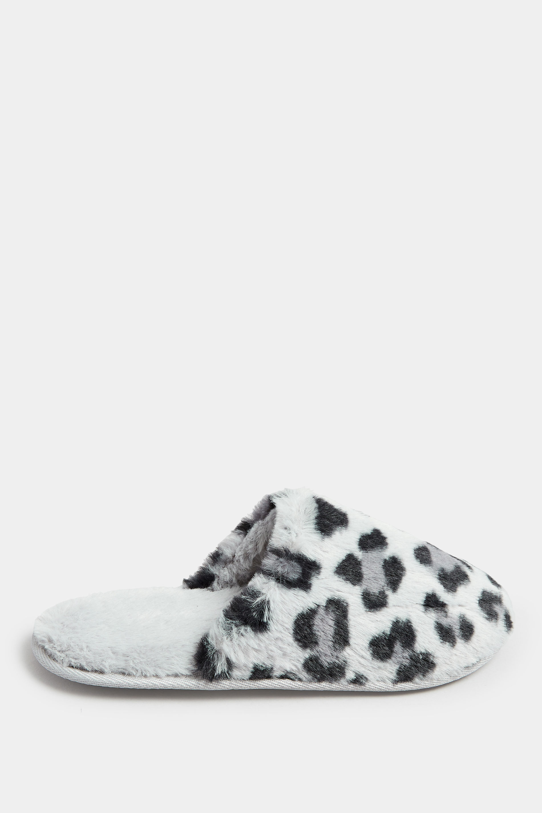 Grey Leopard Print Mule Slippers In Wide E Fit | Yours Clothing 3