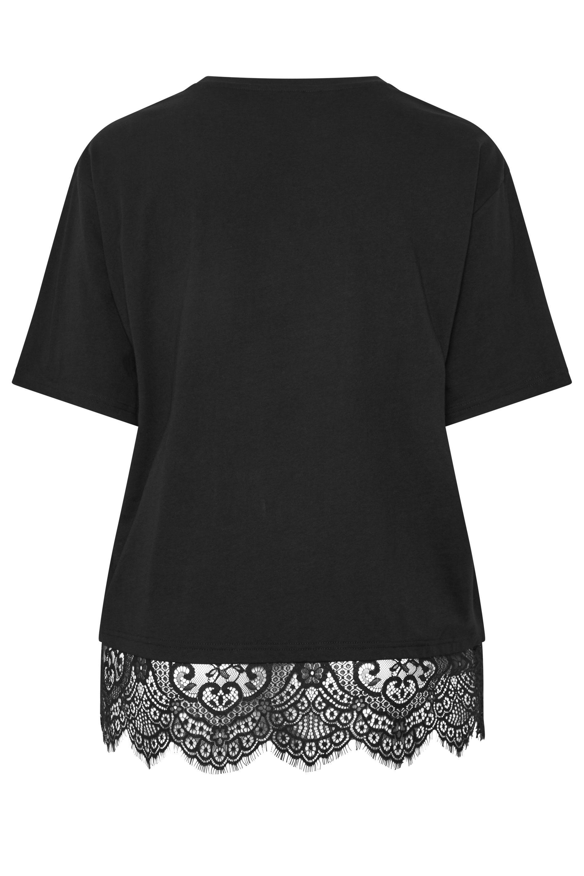 YOURS Plus Size Black Lace T-Shirt | Yours Clothing 6