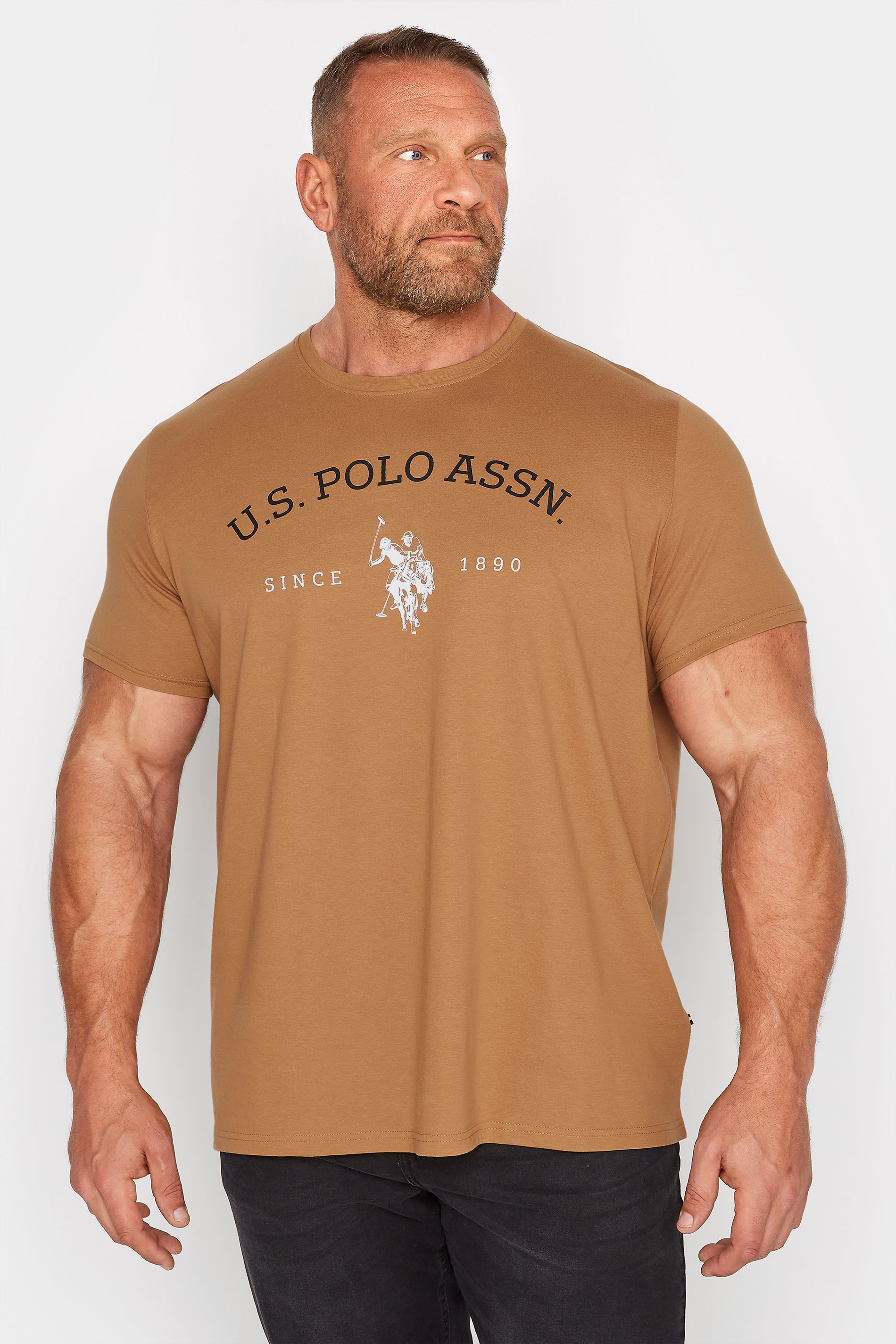 U.S. POLO ASSN. Big & Tall Tan Brown Graphic Logo T-Shirt_M.jpg