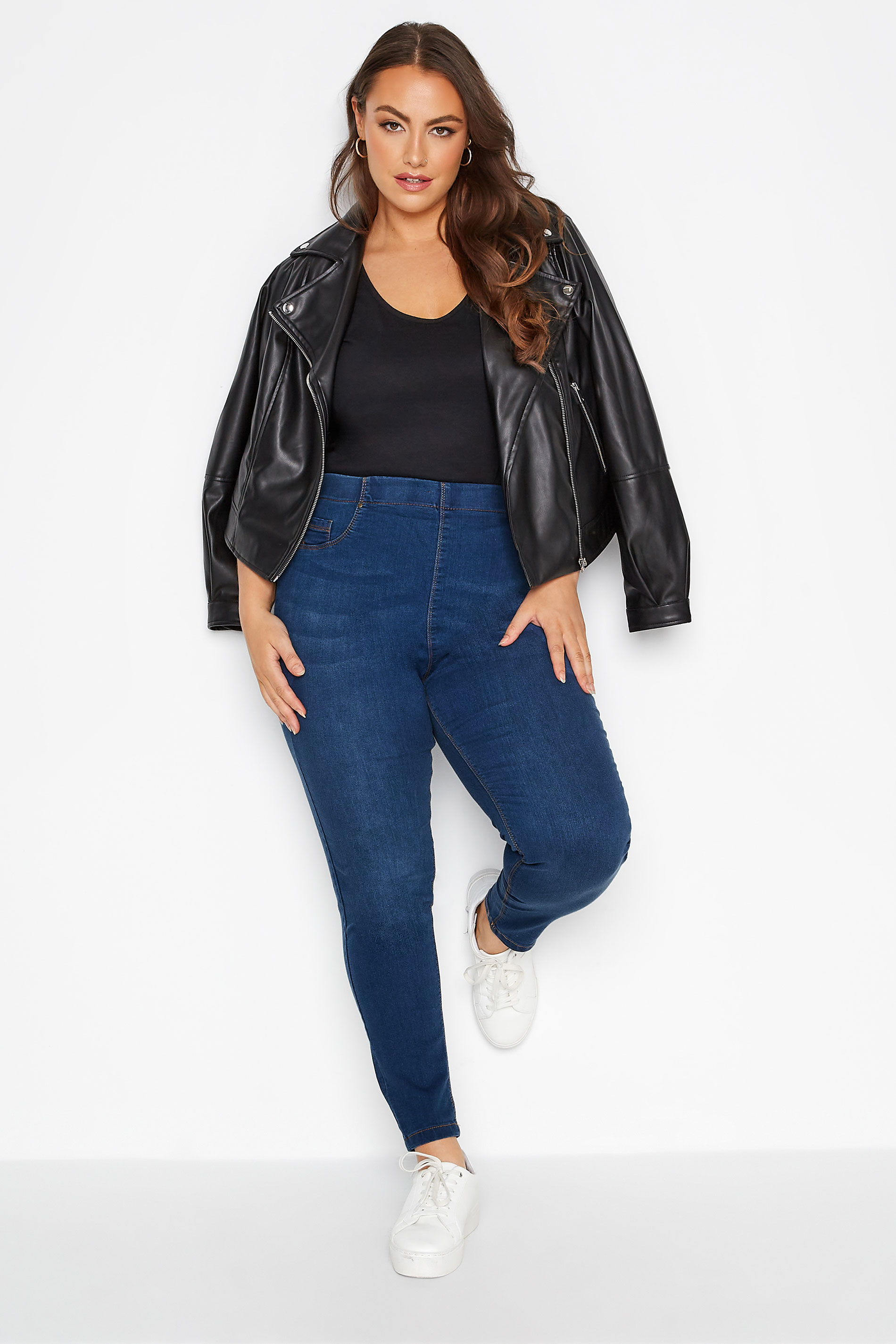 YOURS FOR GOOD Mid Blue Pull On JENNY Jeggings | Yours Clothing 3