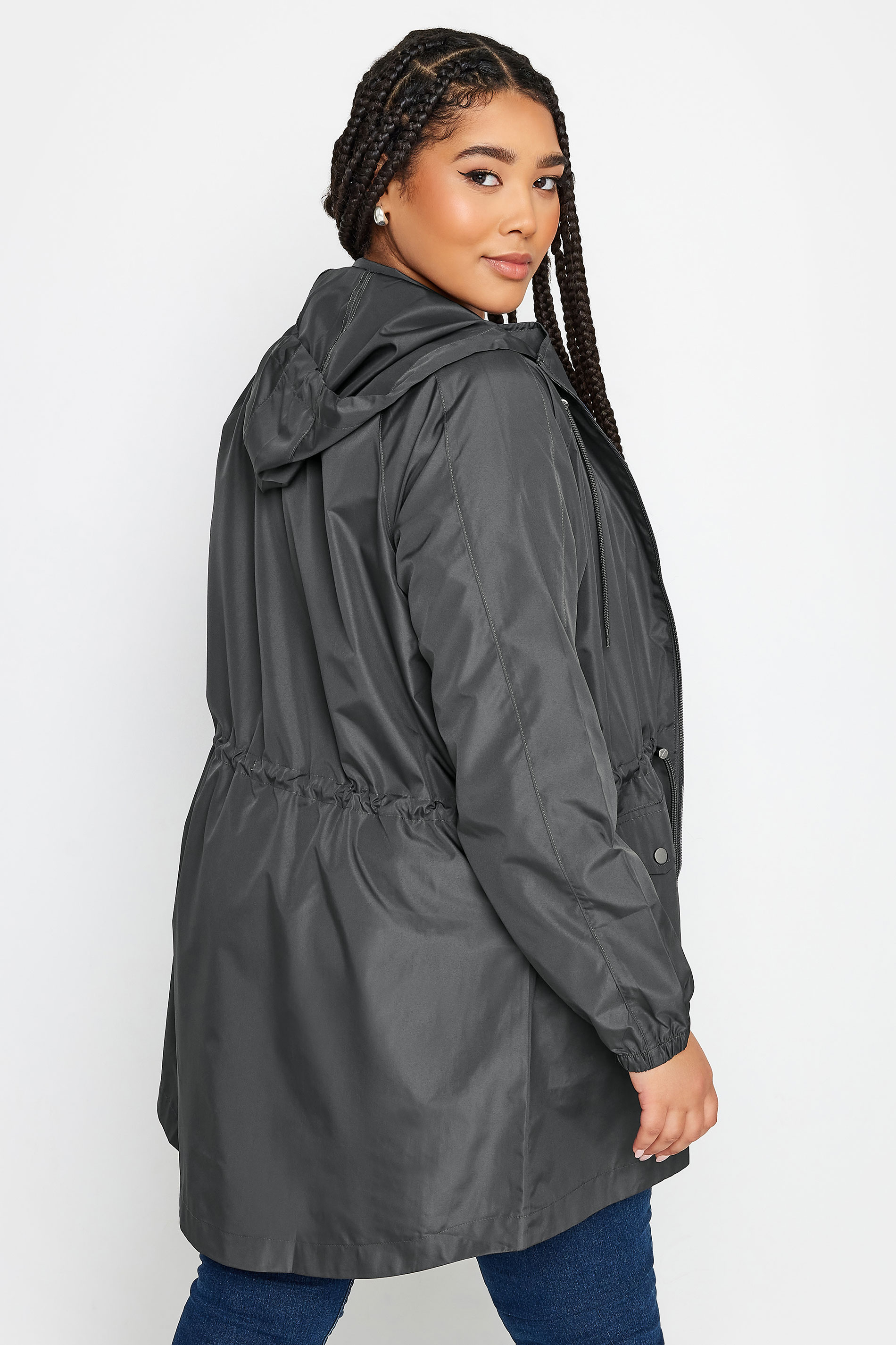 YOURS Plus Size Dark Grey Lightweight Parka Jacket | Yours Clothing 3