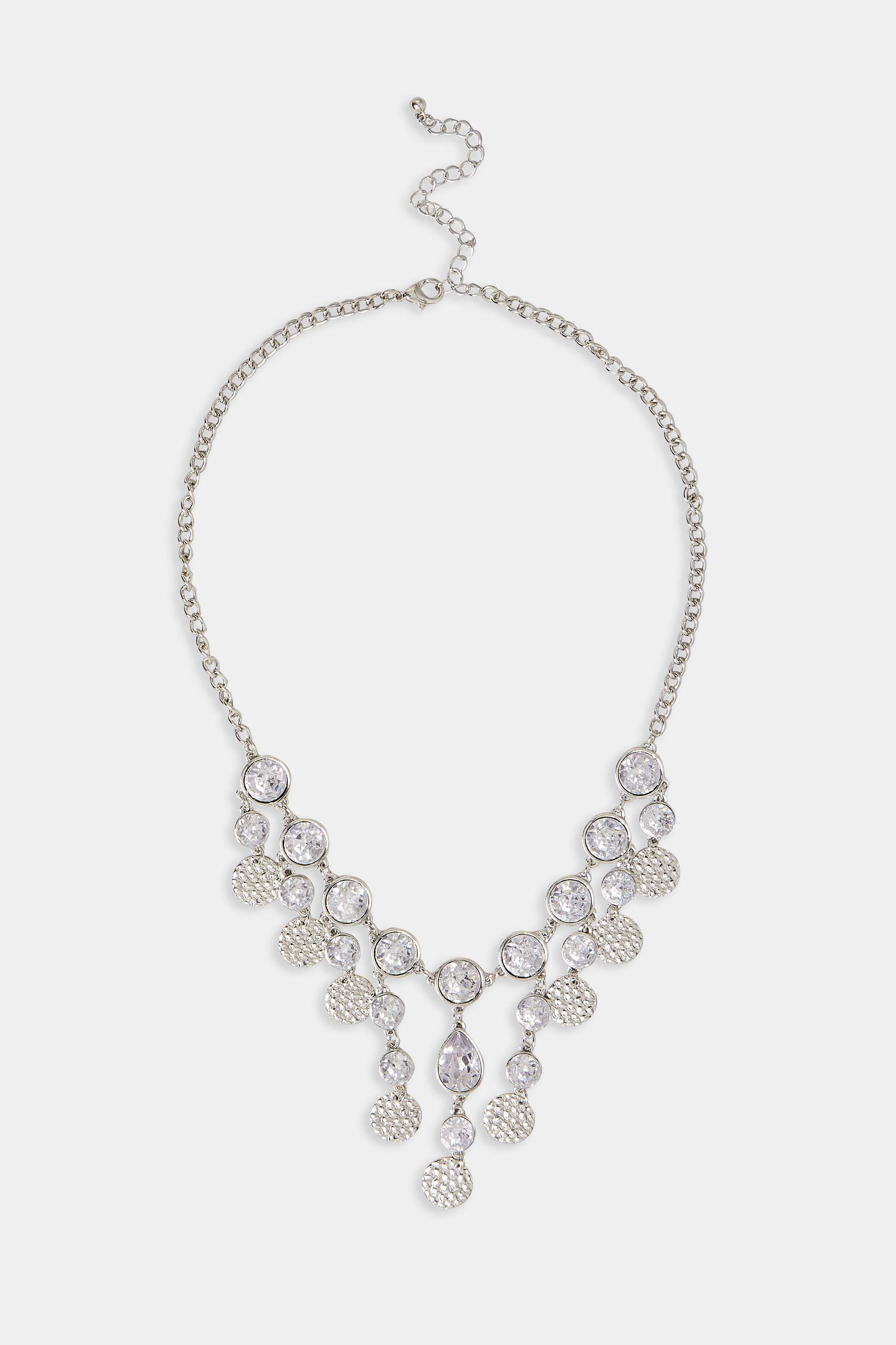Silver Tone Disc Drop Necklace | Yours Clothing  2