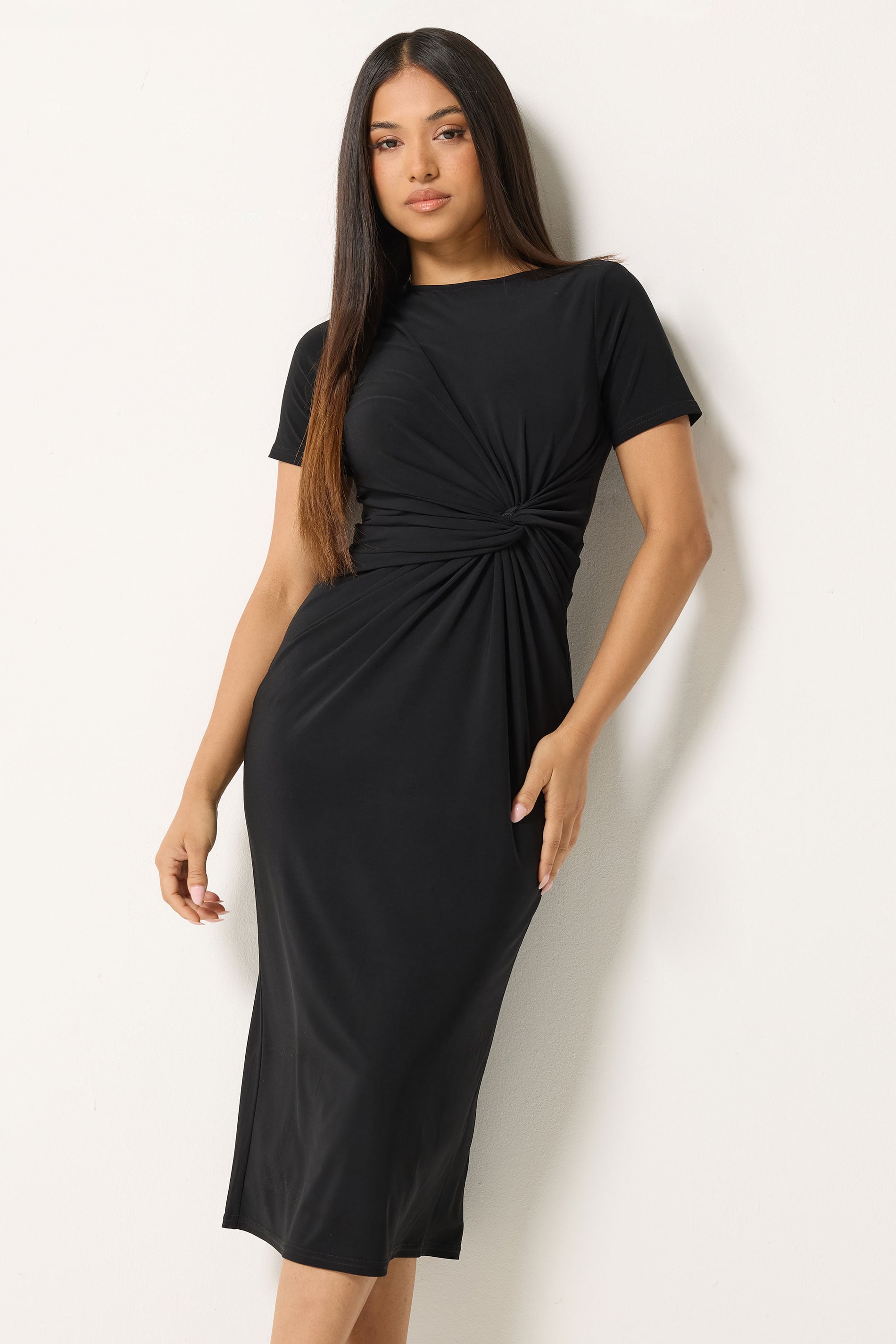 M&Co Petite Black Twist Front Maxi Dress | M&Co 3