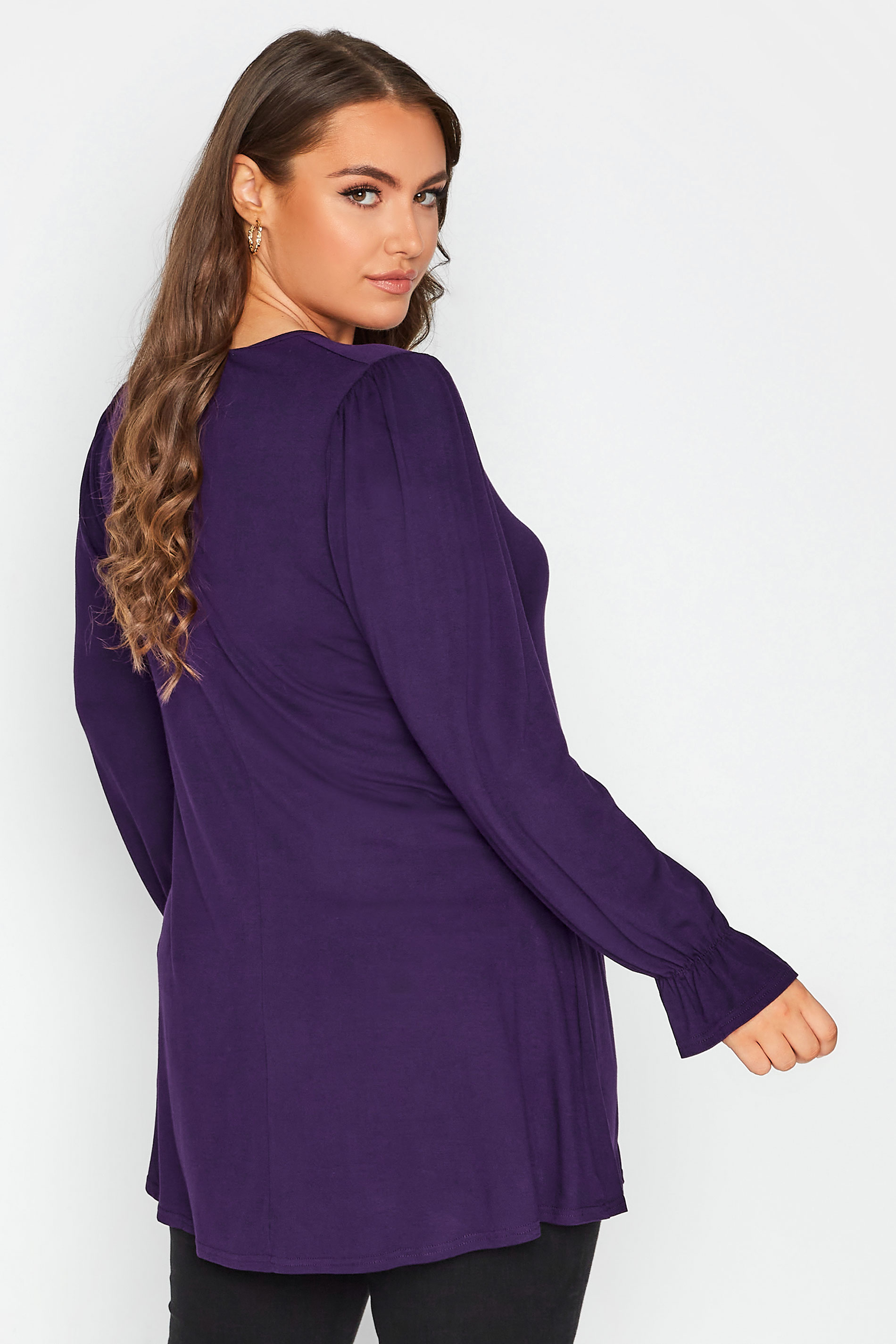 LIMITED COLLECTION Plus Size Purple Lattice Front Top | Yours Clothing 3