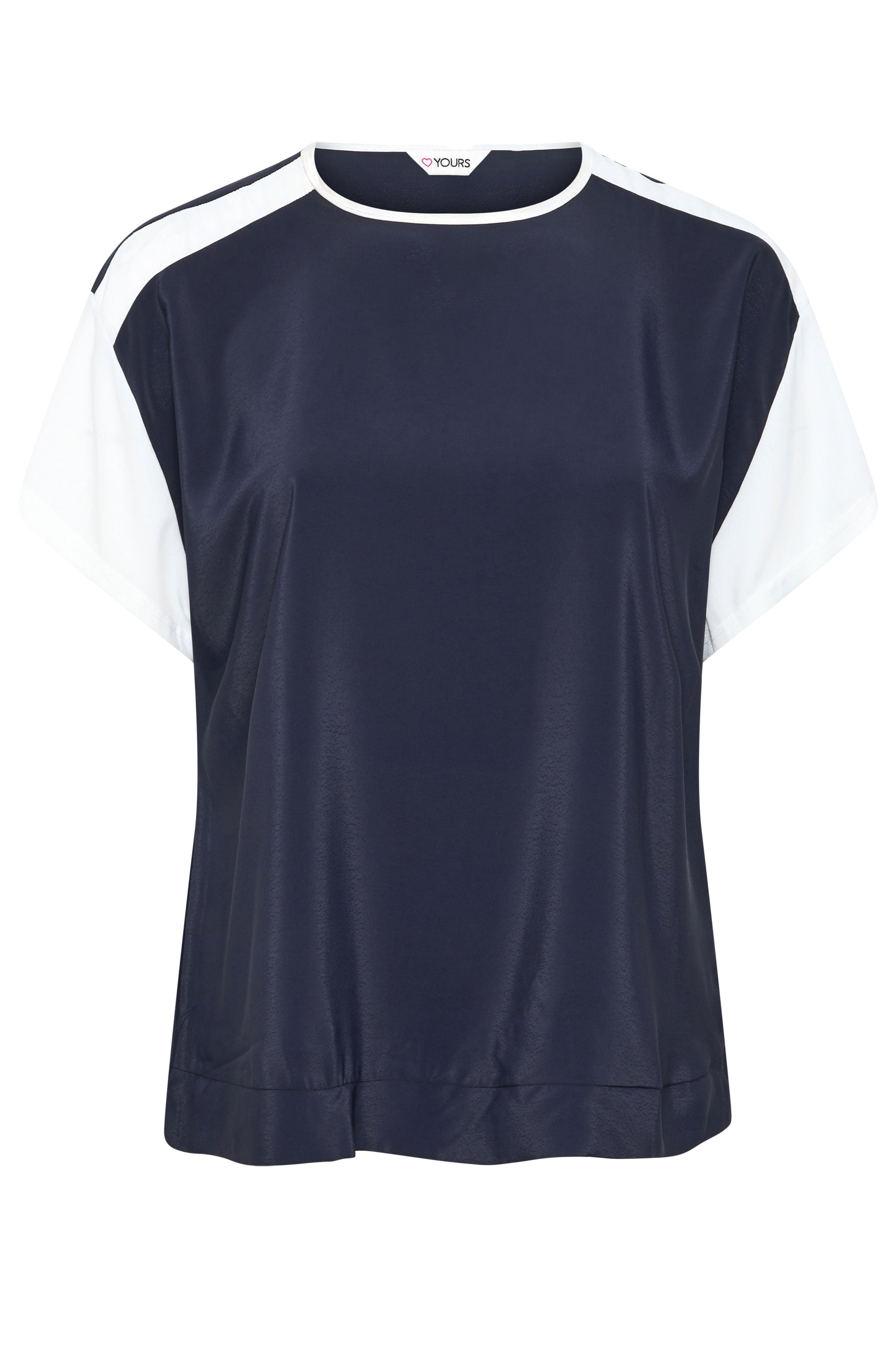 YOURS Plus Size Blue & White Contrast Sleeve Top | Yours Clothing 5
