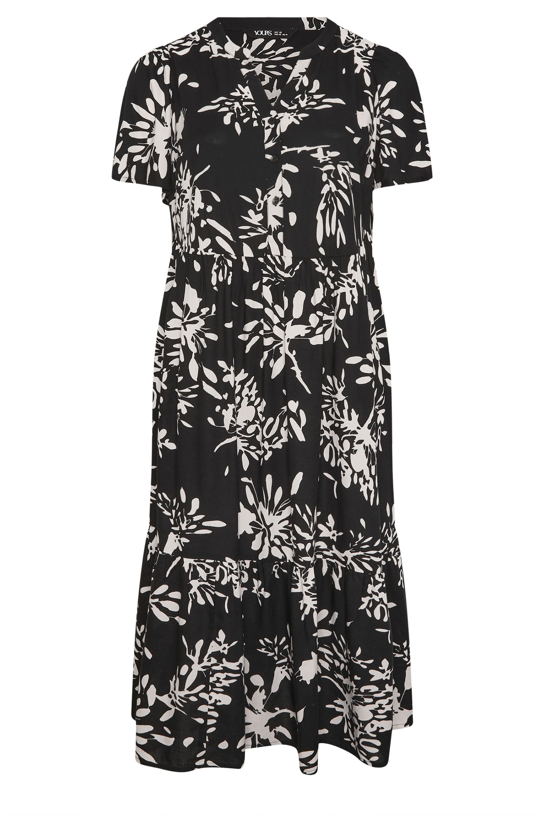 YOURS Plus Size Black Abstract Placket Dress | Yours Clothing 5