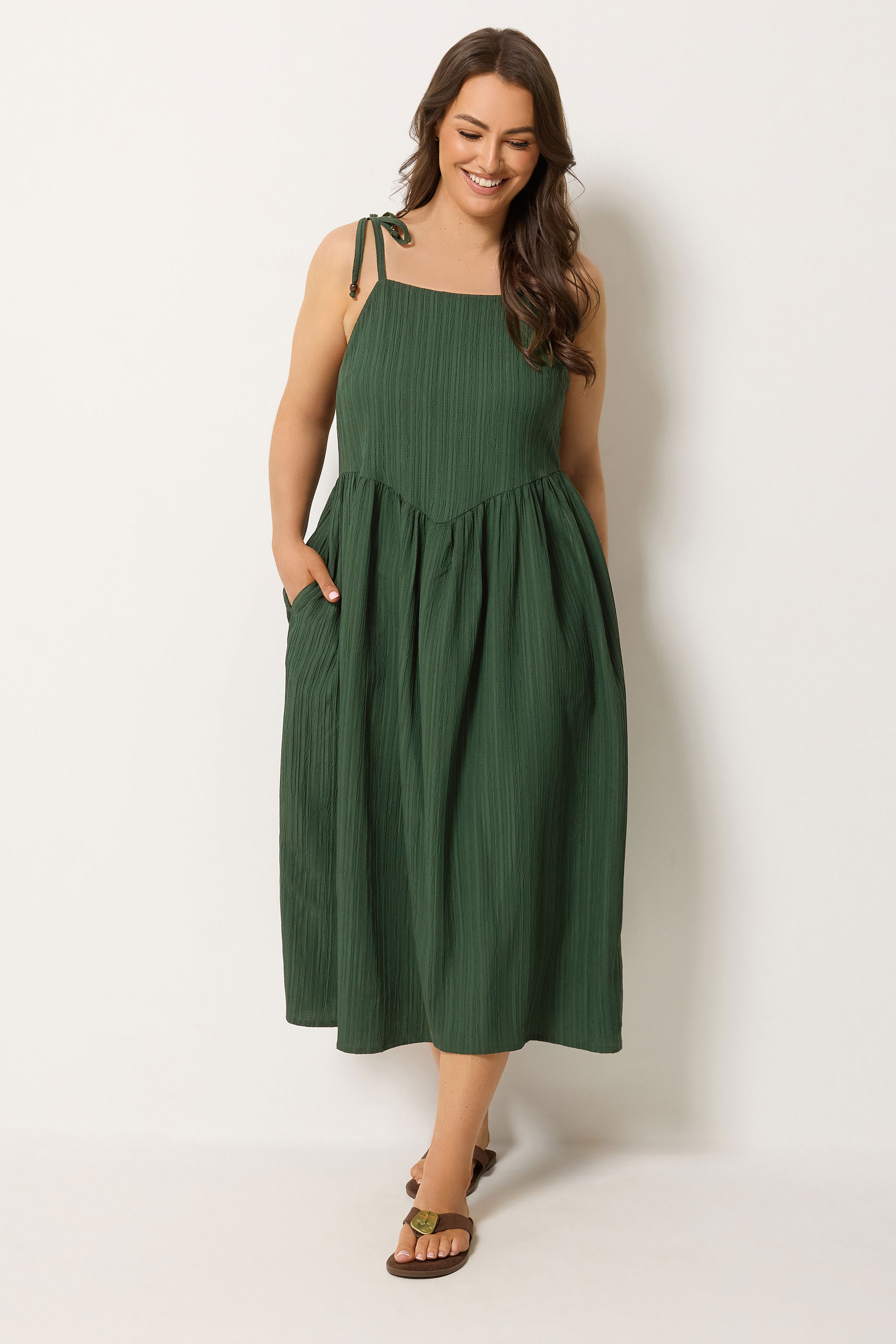 YOURS Plus Size Green Strappy Dress | Yours Clothing 3