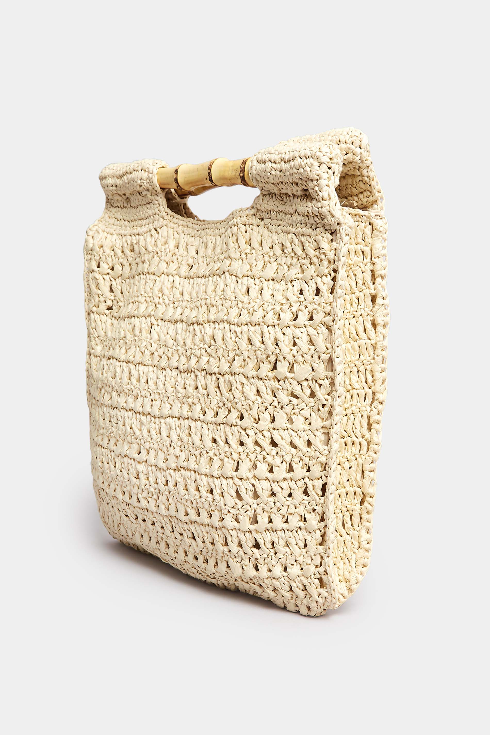 Natural Brown Crochet Bamboo Bag | Yours Clothing 2