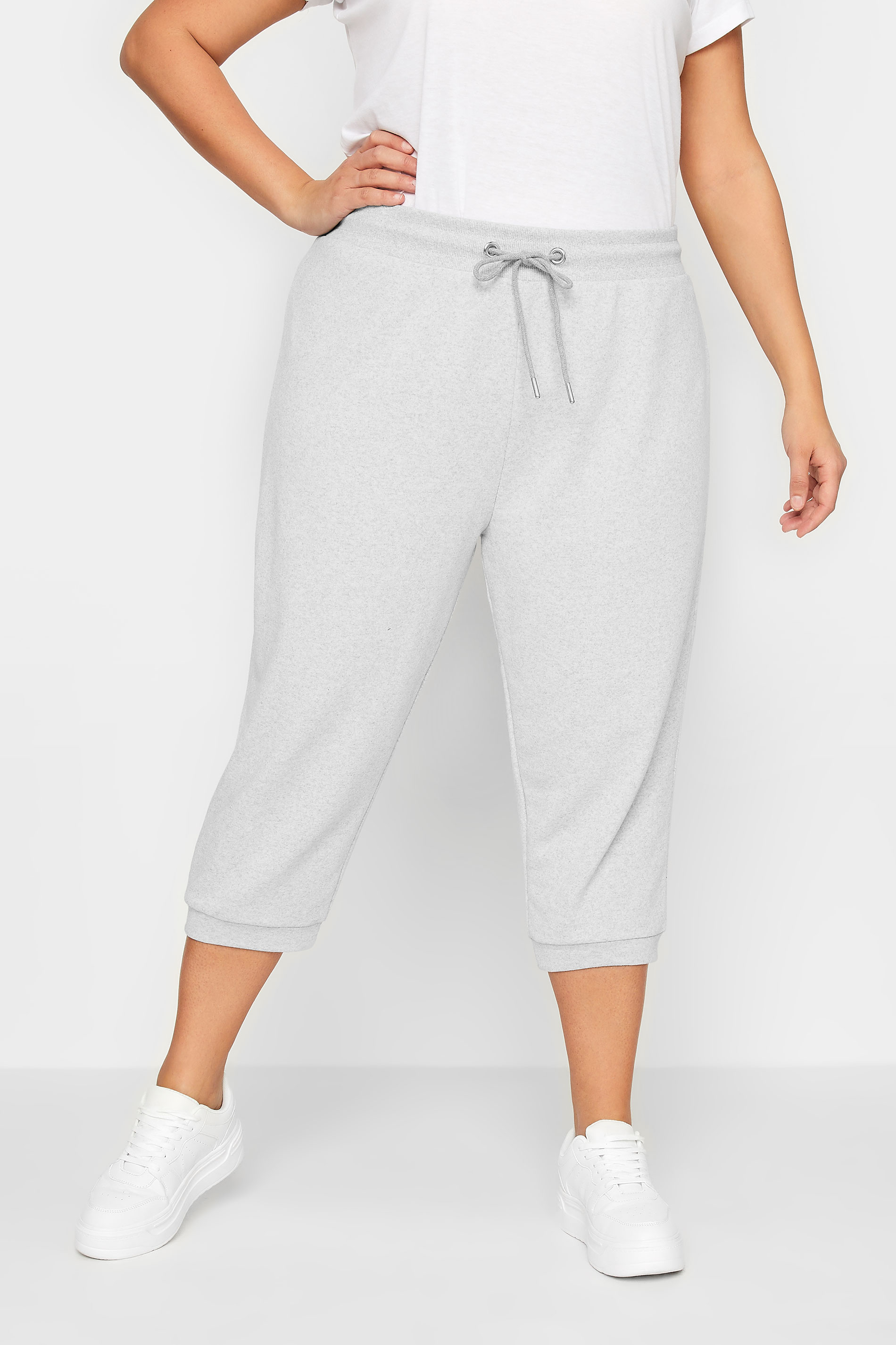 Grey Cropped Joggers | Yours Clothing 1